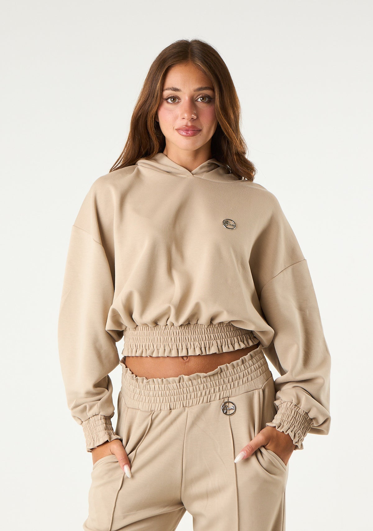 Felpa crop con cappuccio