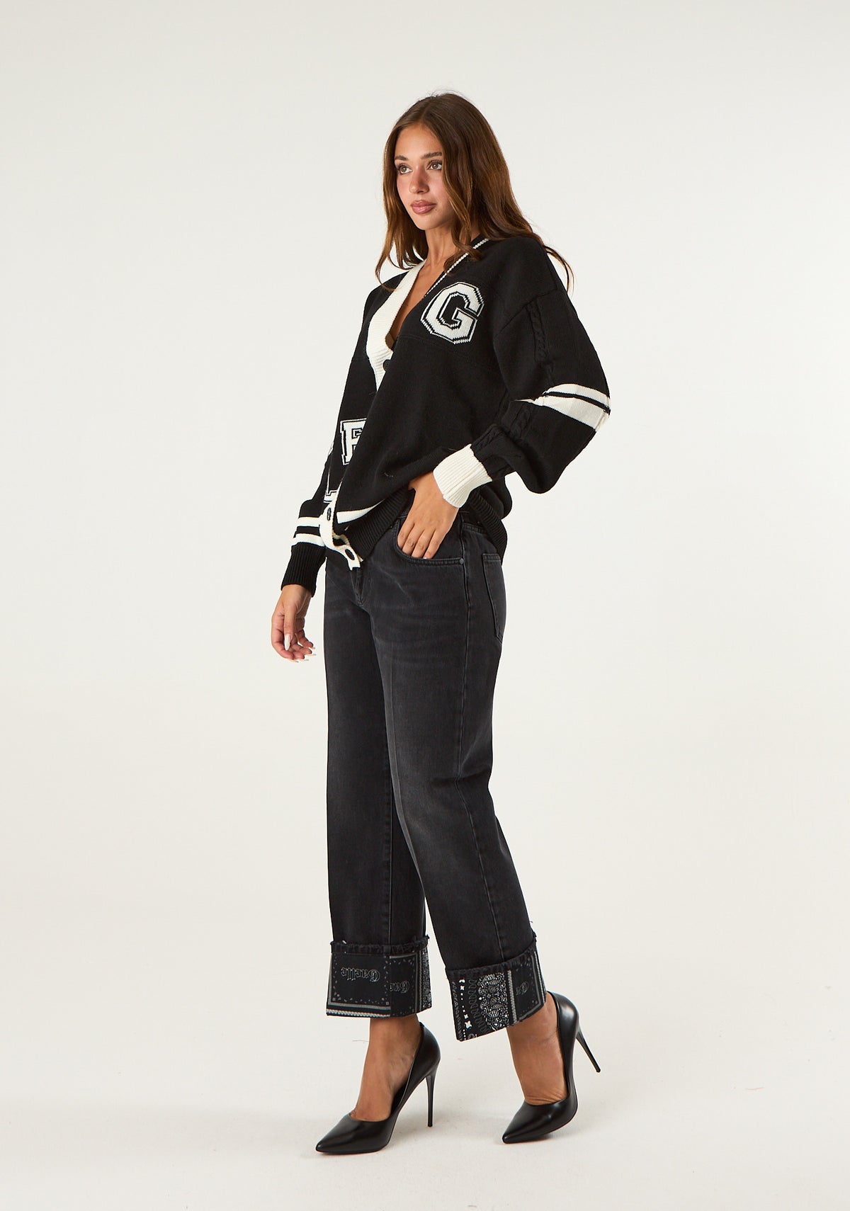 Cardigan con dettagli a contrasto di colore