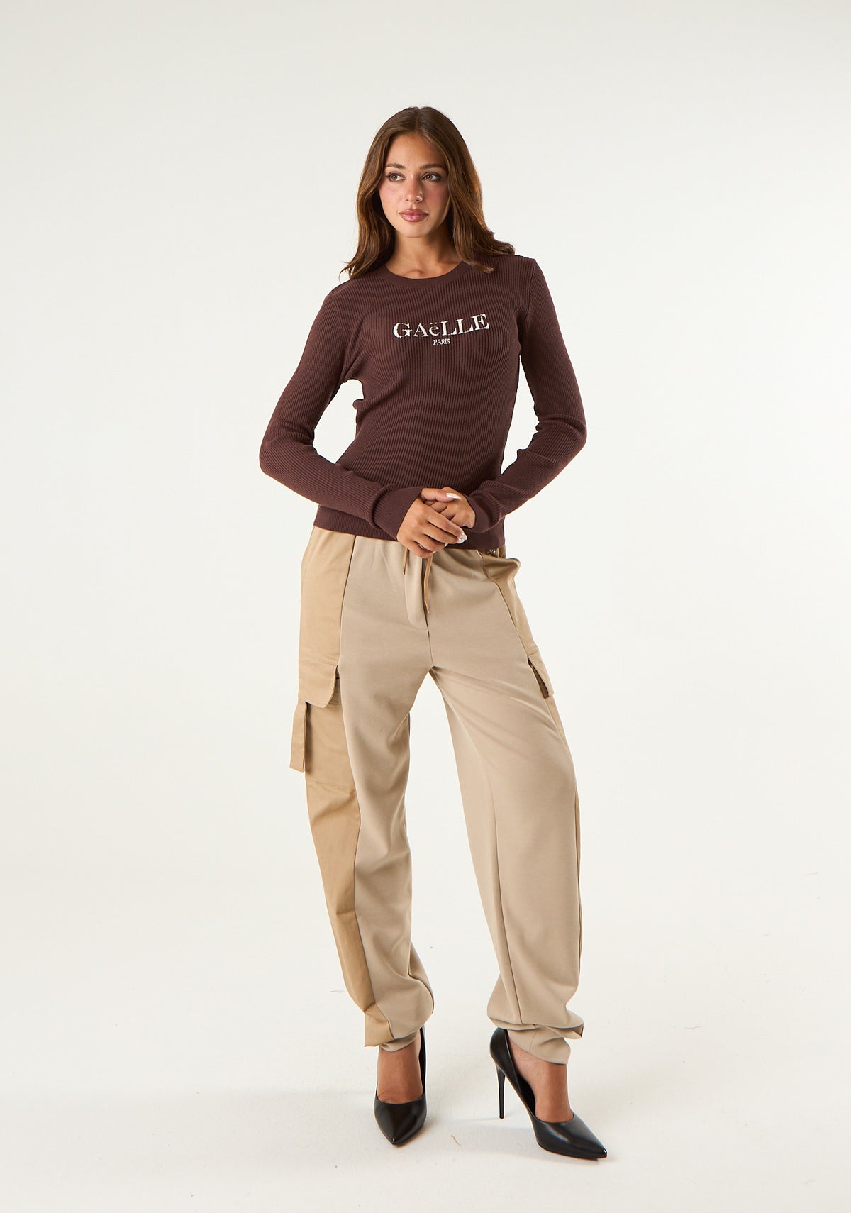 Pantalone cargo a doppio tessuto