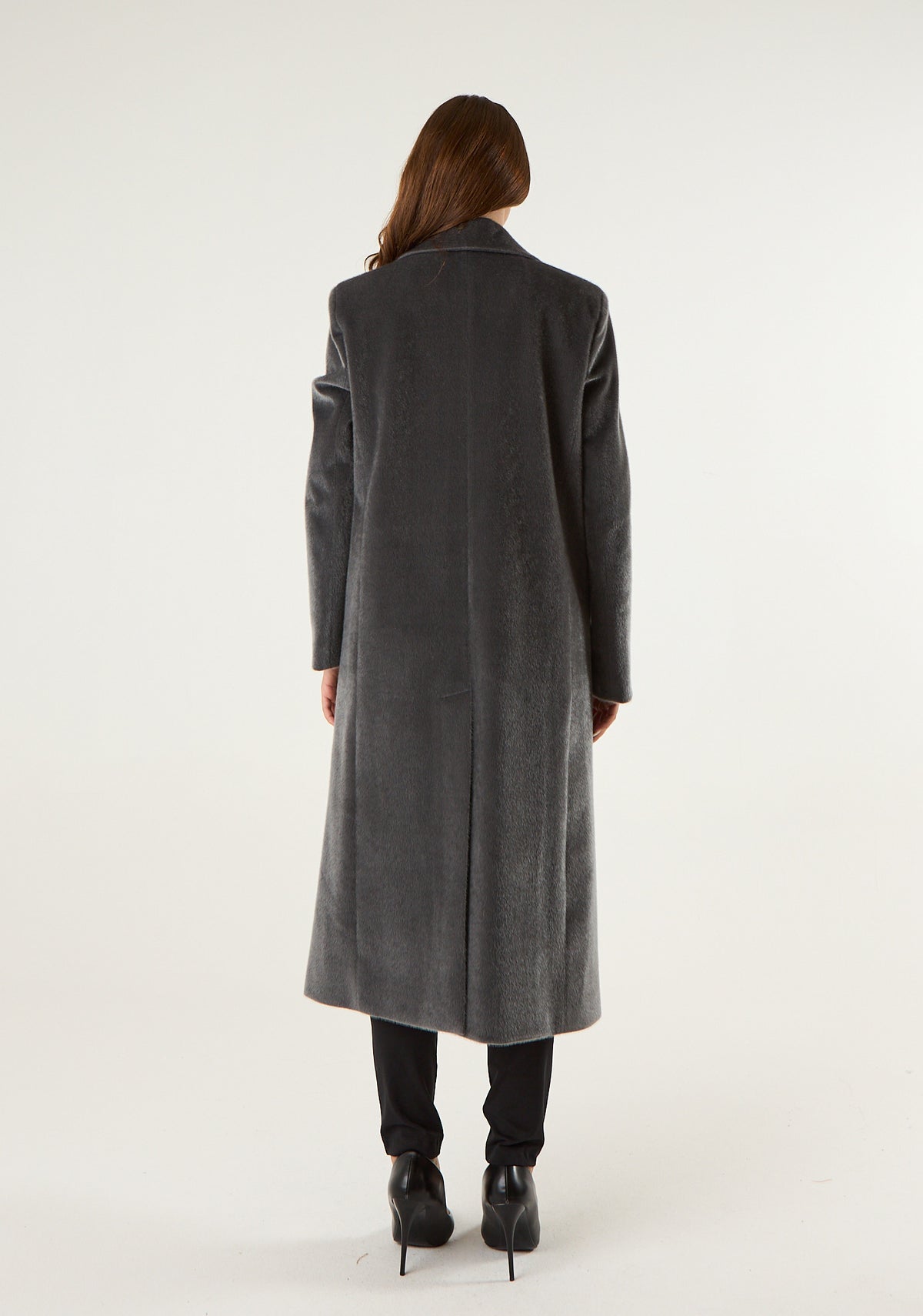 Cappotto lungo doppiopetto rasato