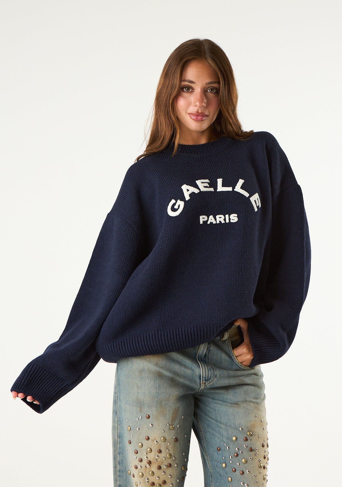 Pullover over con logo frontale