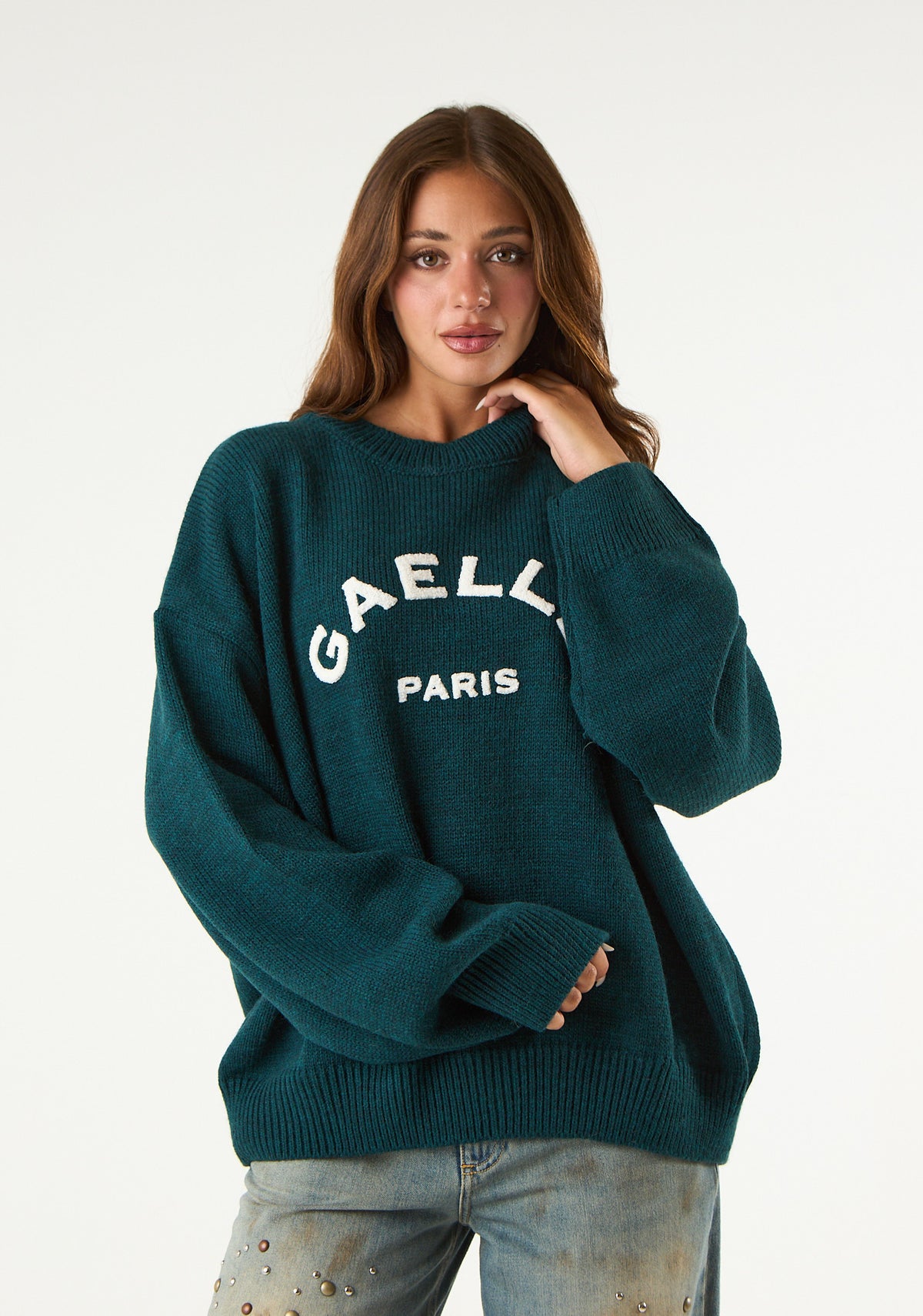 Pullover over con logo frontale