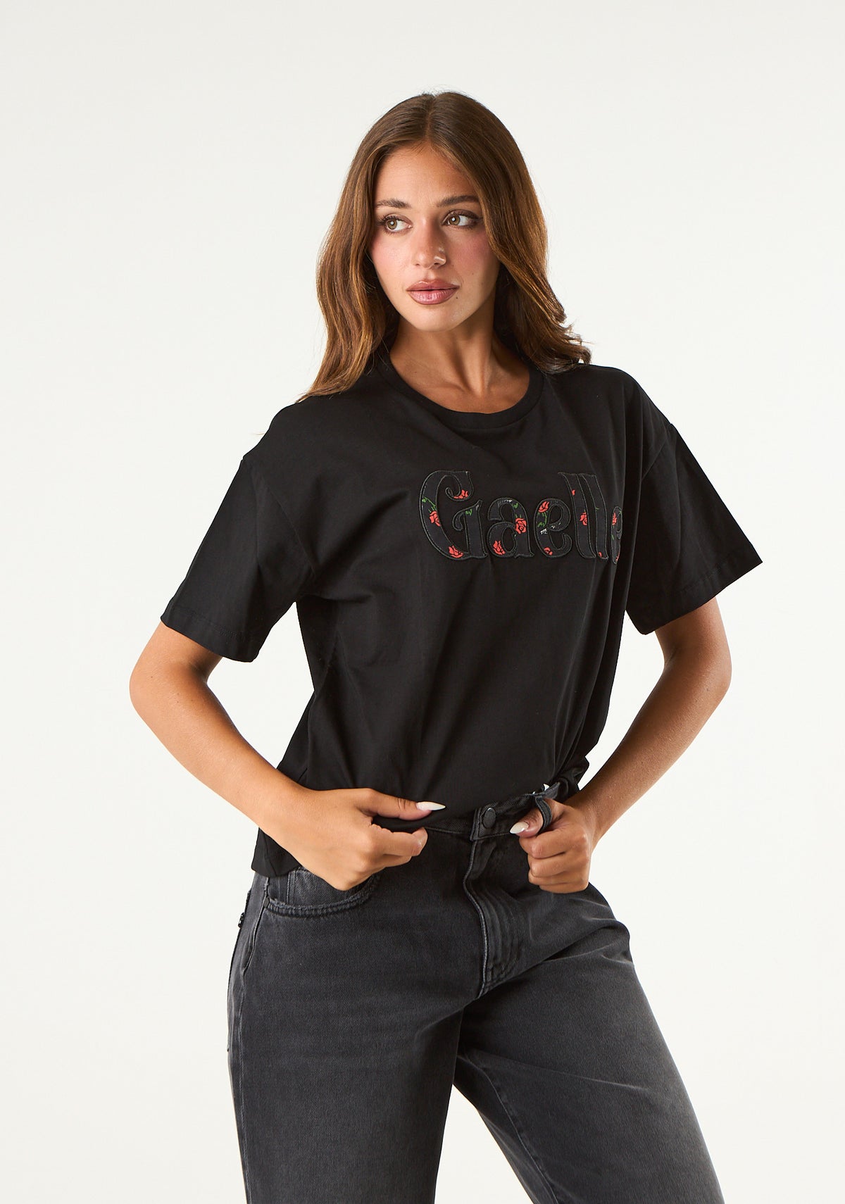 T-shirt con logo floreale