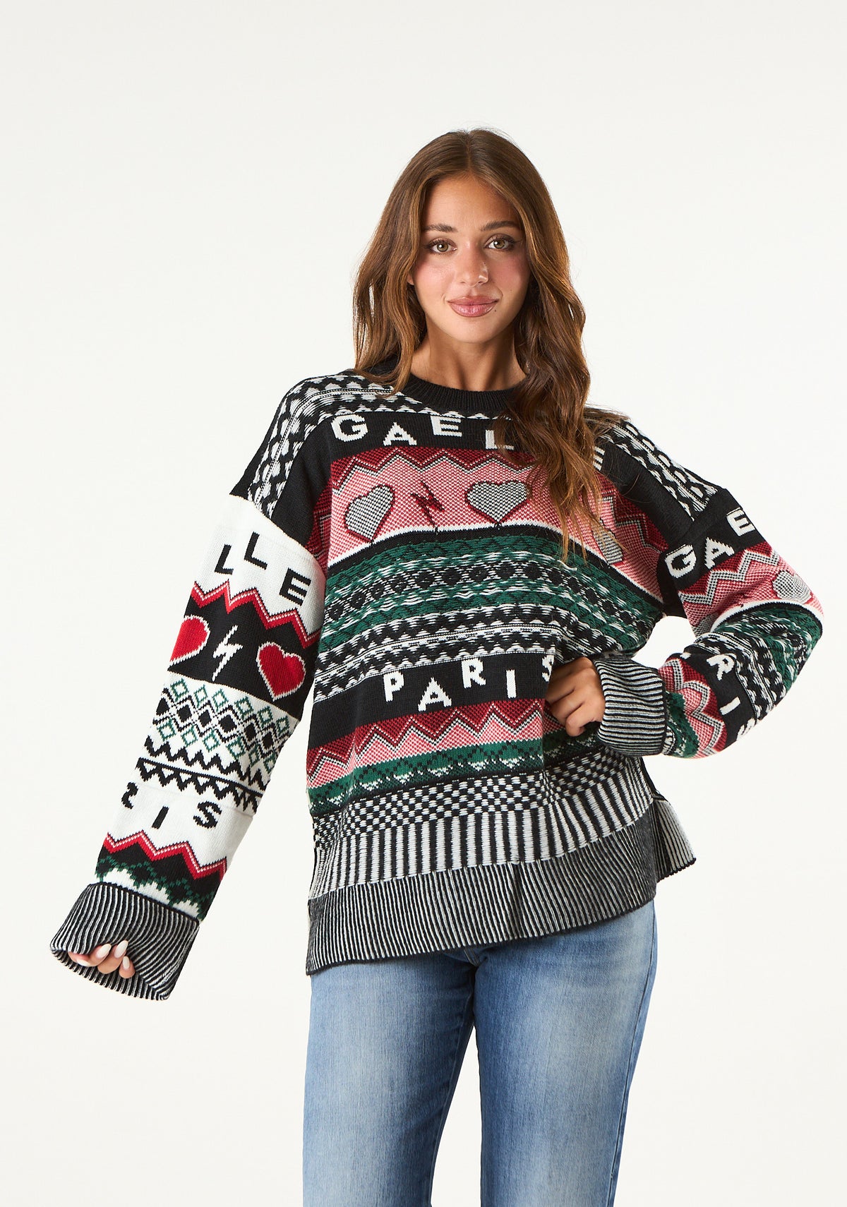 Pullover con lavorazione multicolor
