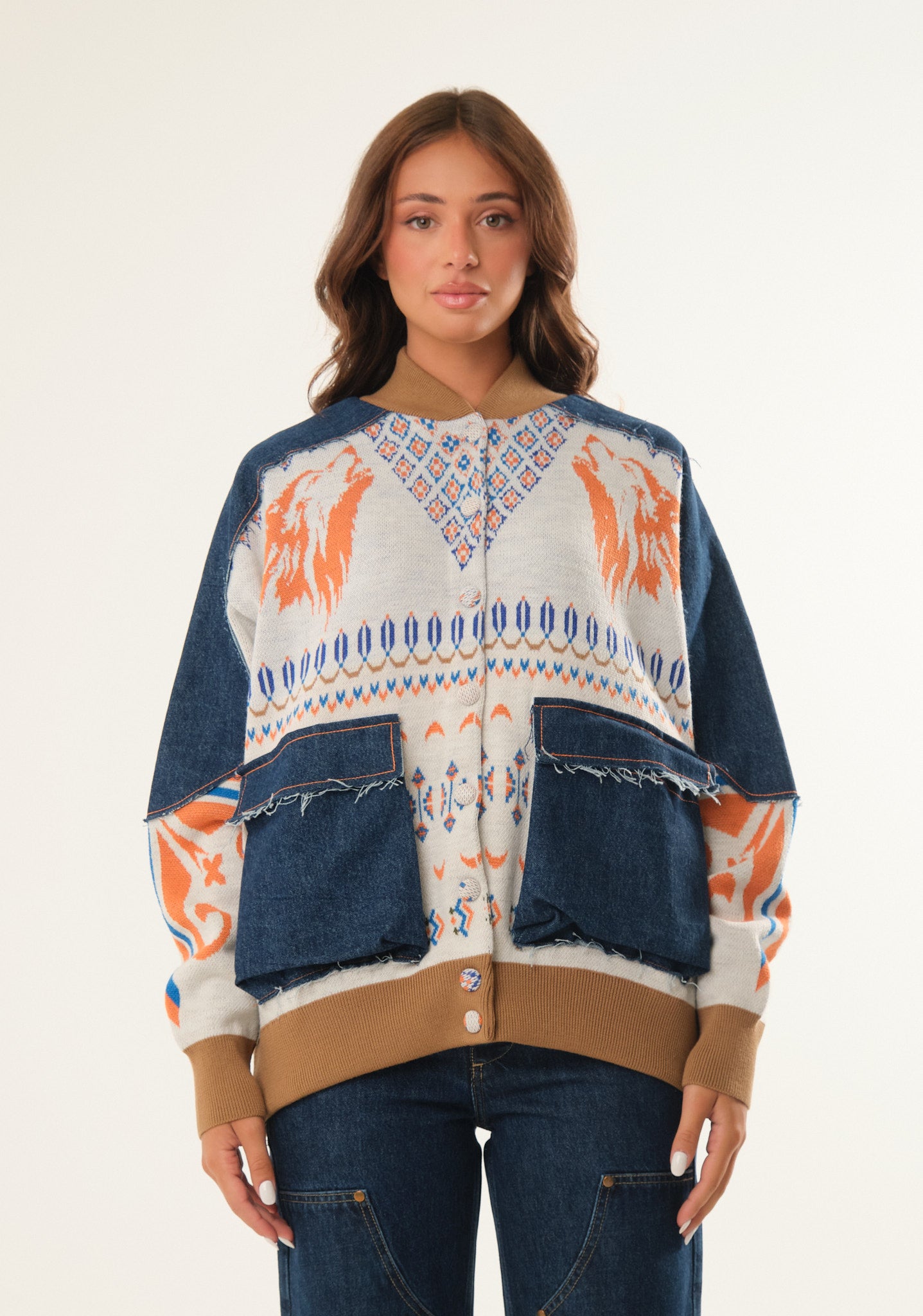 Bomber in maglia jacquard
