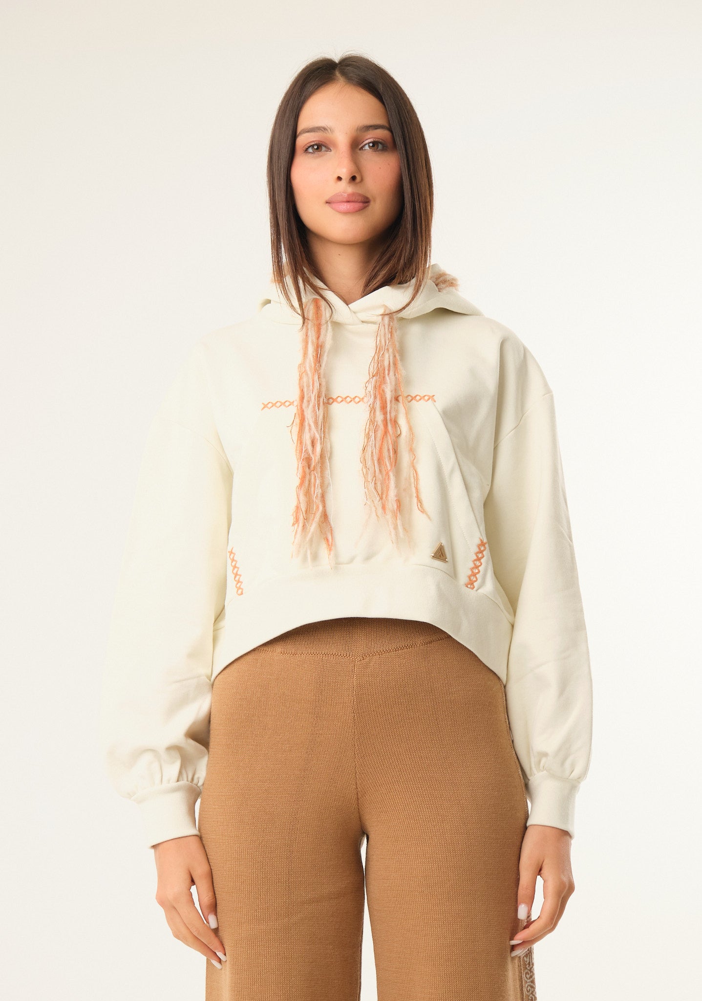 Felpa crop con tasca a marsupio