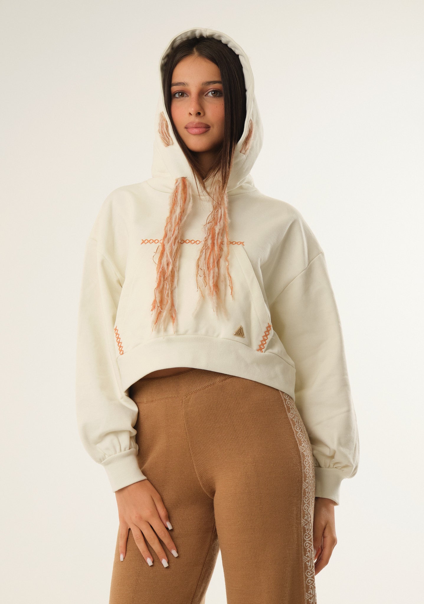Felpa crop con tasca a marsupio