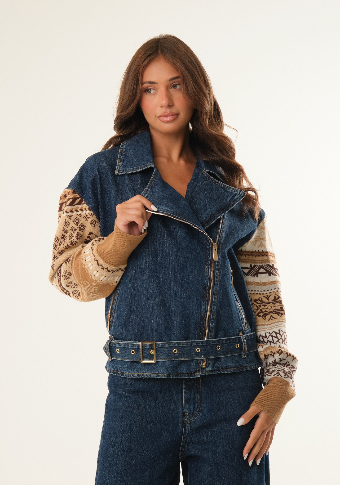 Chiodo in maglia jacquard