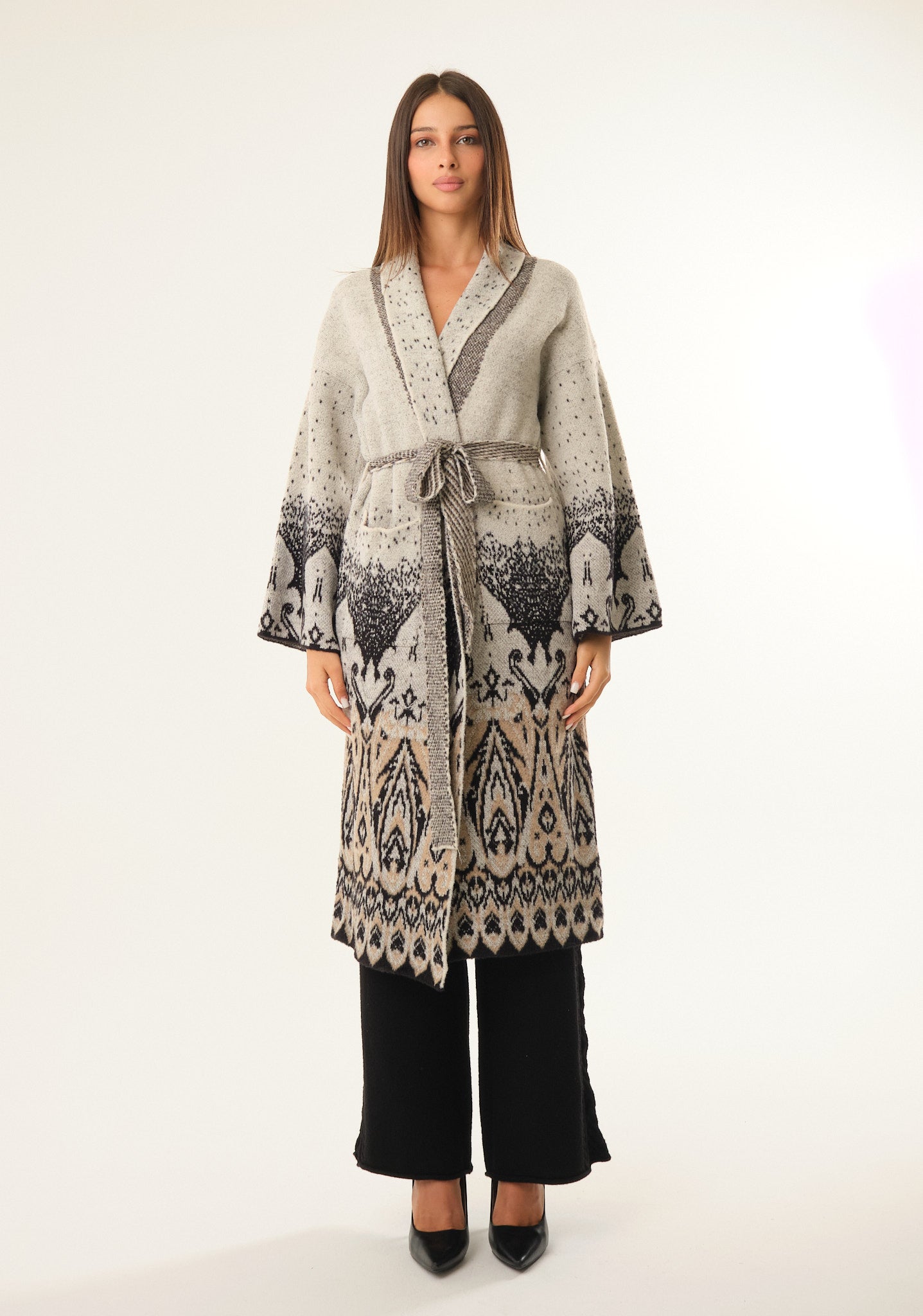 Cardigan lungo in misto lana