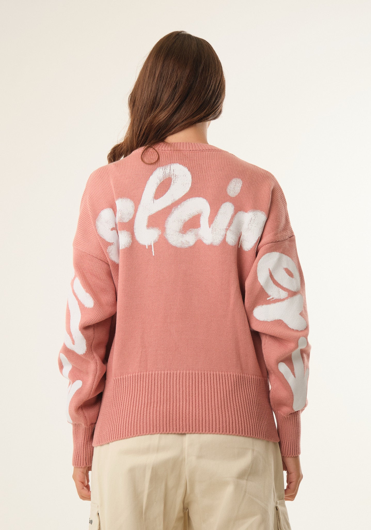 Maglione tricot con stampa posteriore