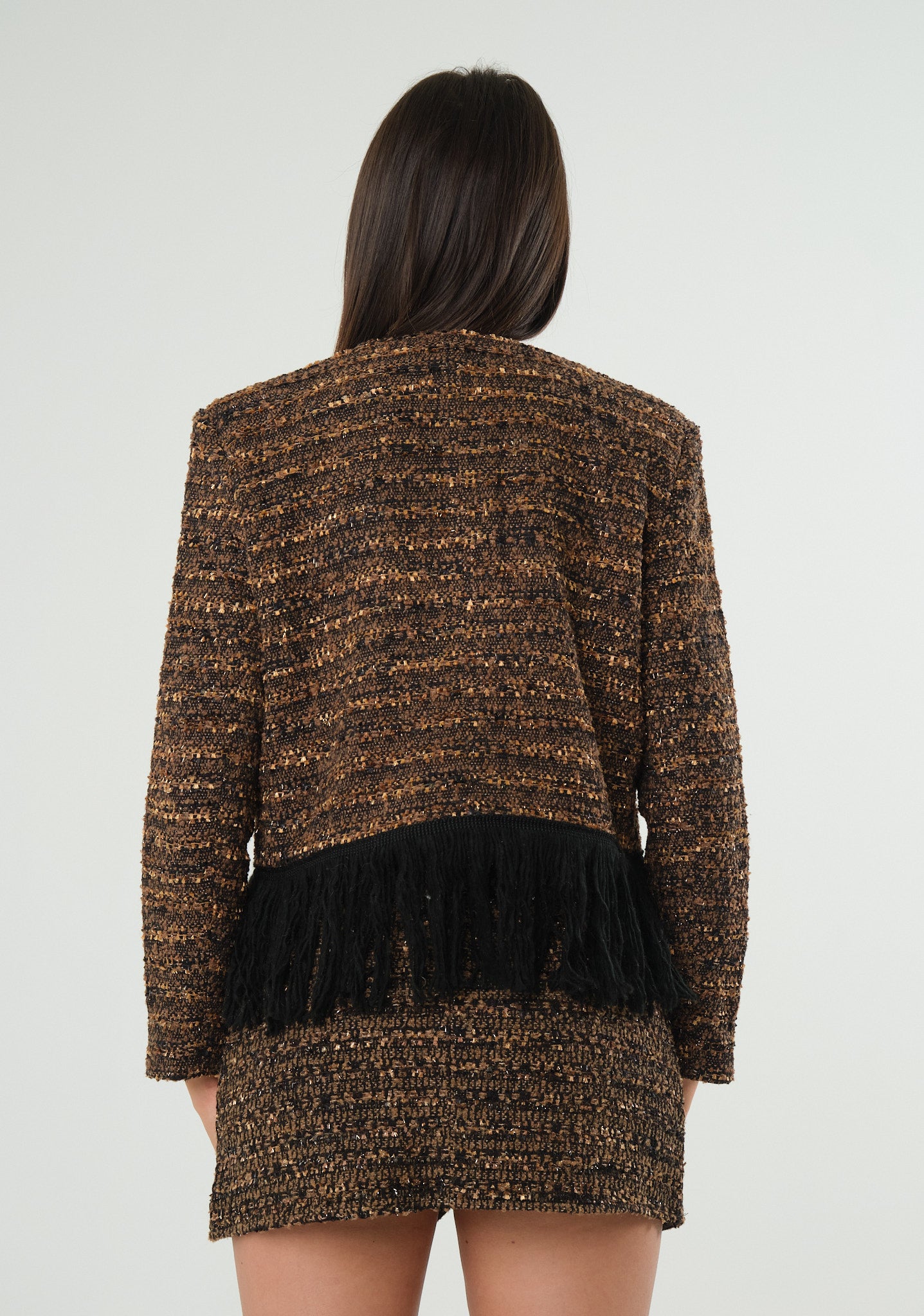 Giacca in tweed con frange
