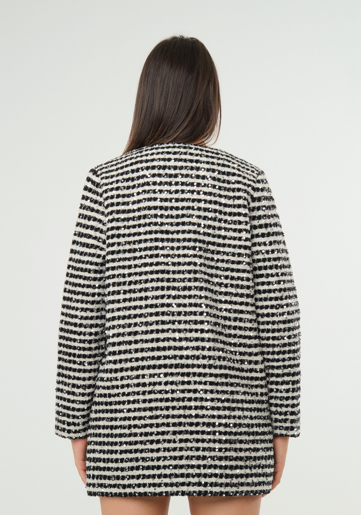 Cappotto a righe con paillettes
