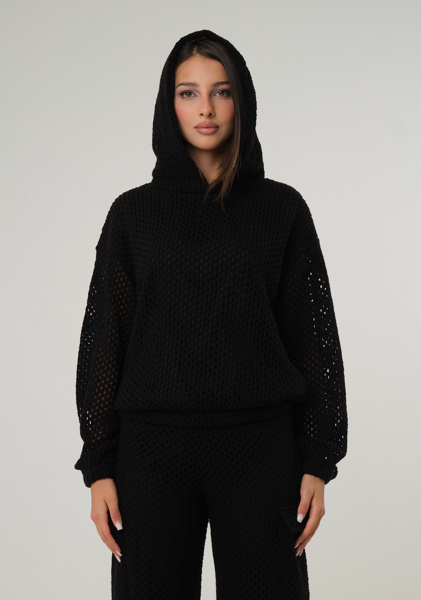 Maglia a rete con cappuccio