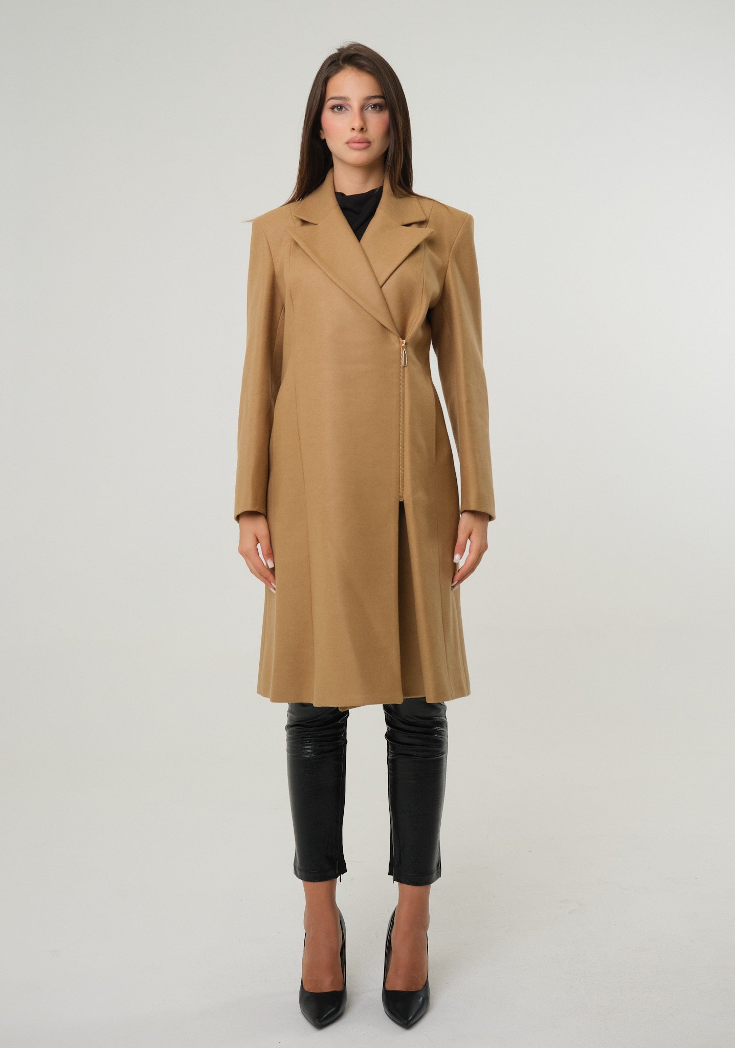 Cappotto in panno con zip