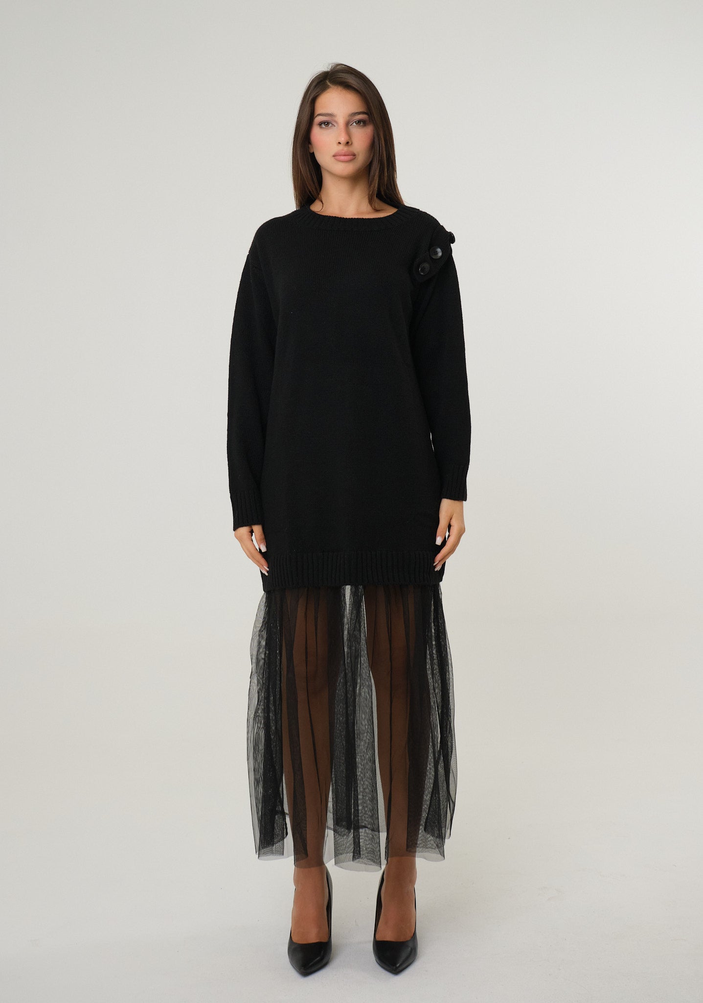 Abito con fondo in tulle