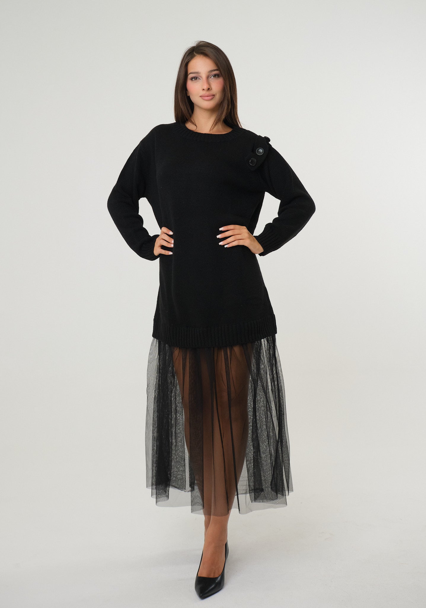 Abito con fondo in tulle