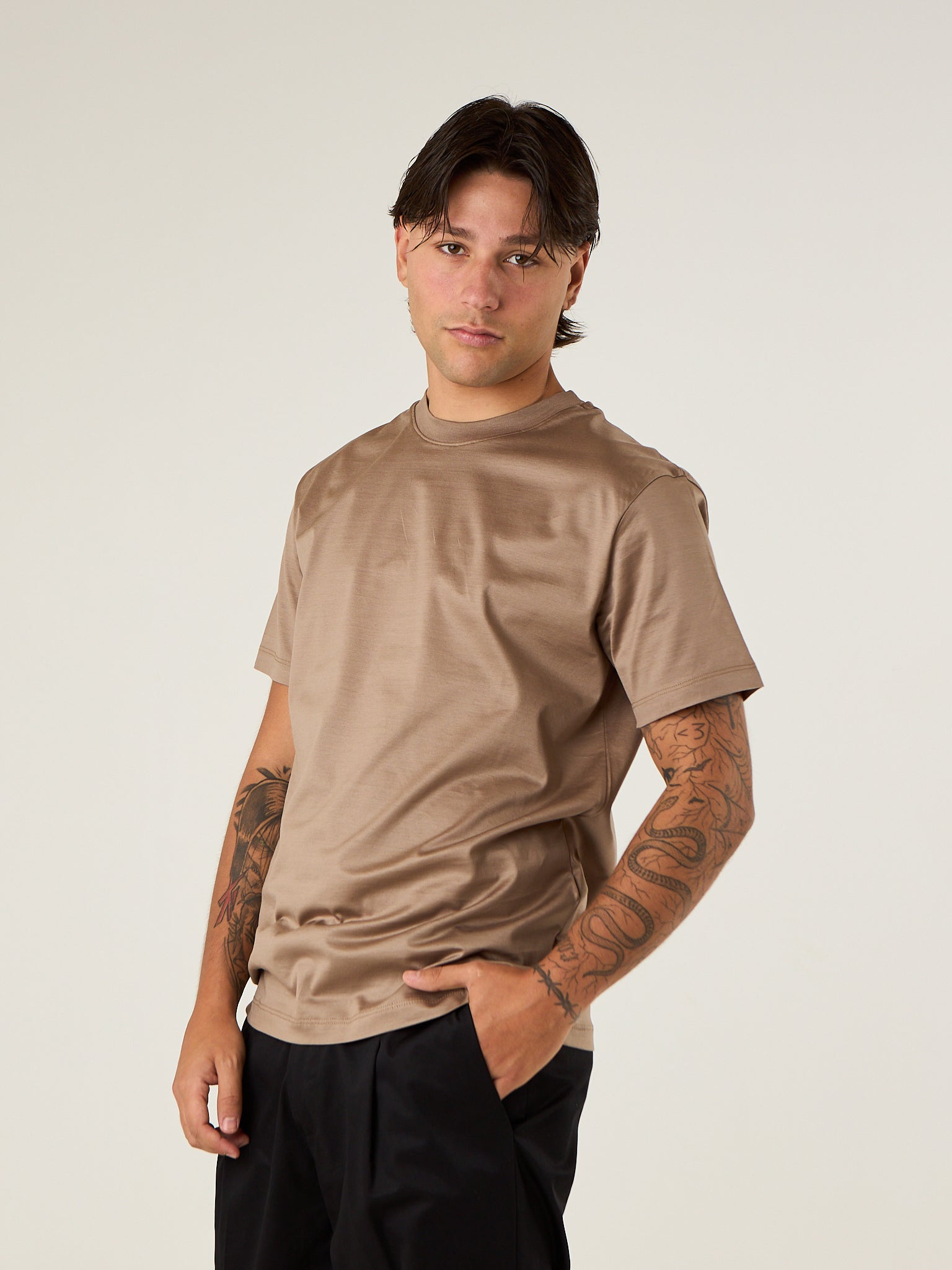 T-shirt basic in filo di scozia