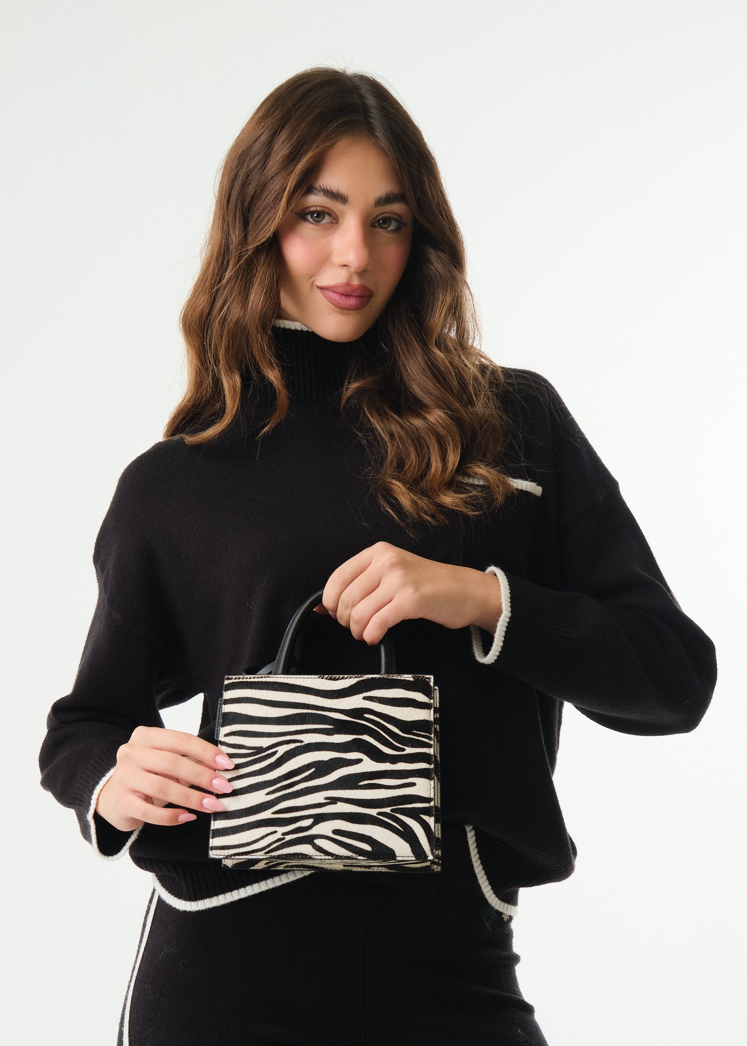 Borsa Shop Bag Mini Zebra Brushed Leather
