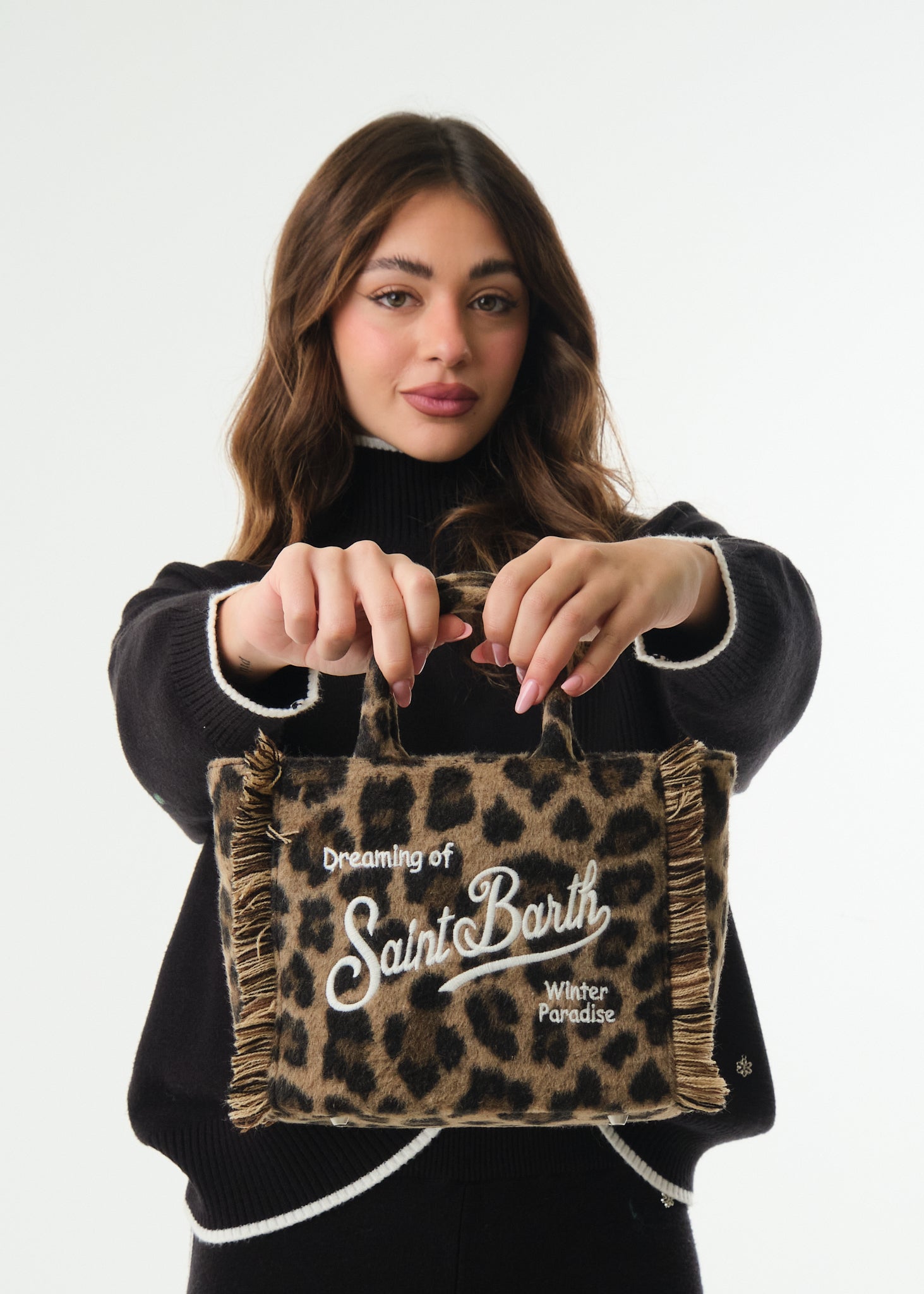 Borsa Vanity Mini Felt Leopard