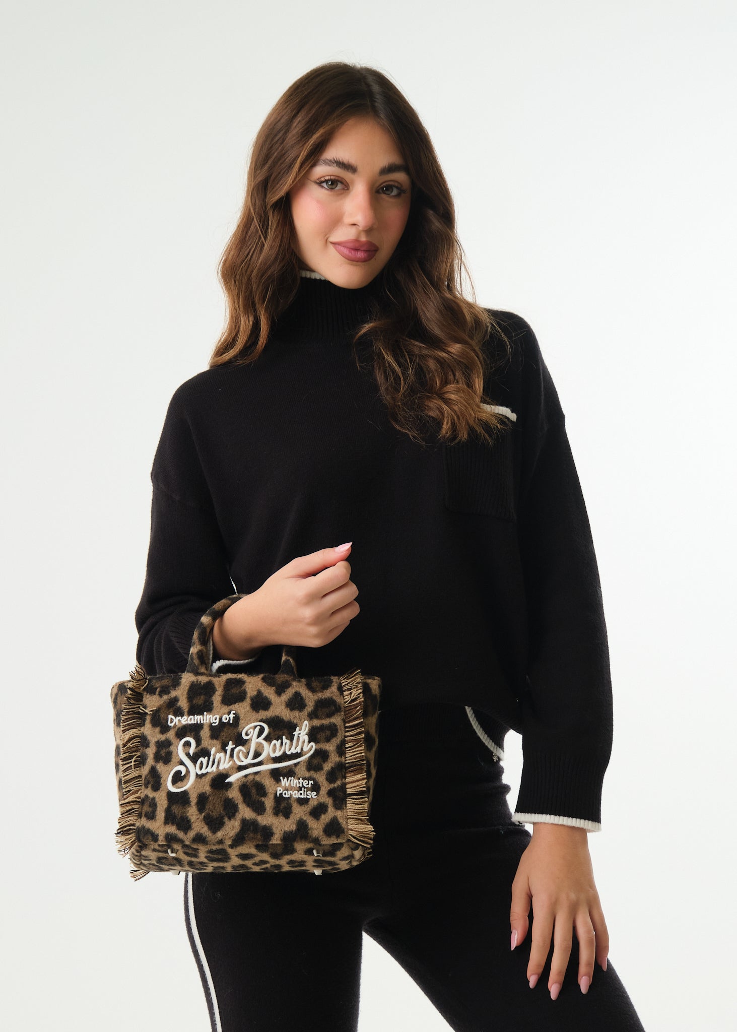 Borsa Vanity Mini Felt Leopard