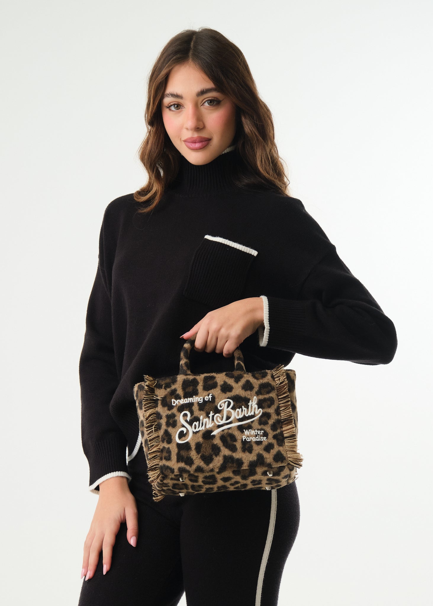 Borsa Vanity Mini Felt Leopard
