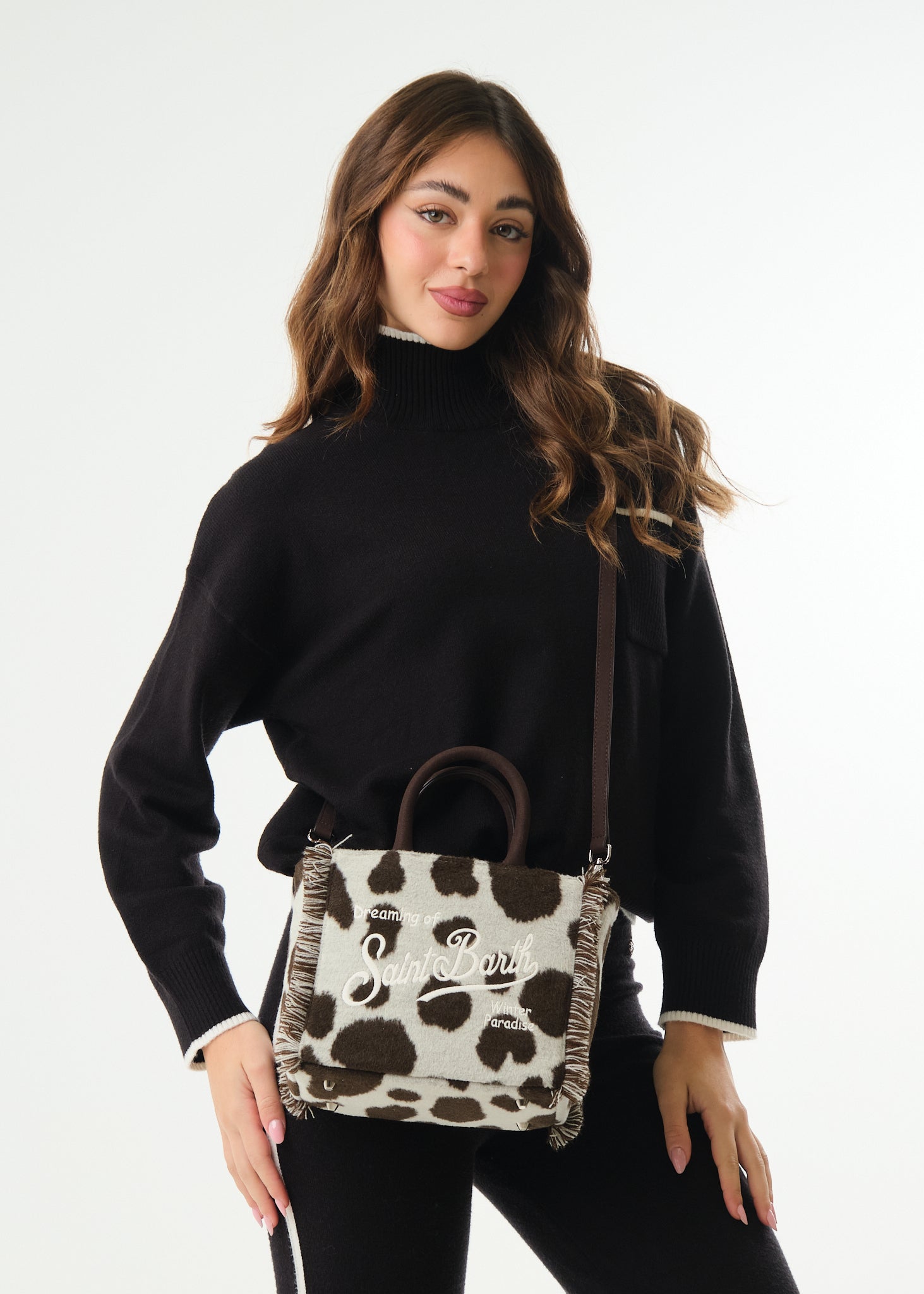 Borsa Vanity Mini Felt Cow