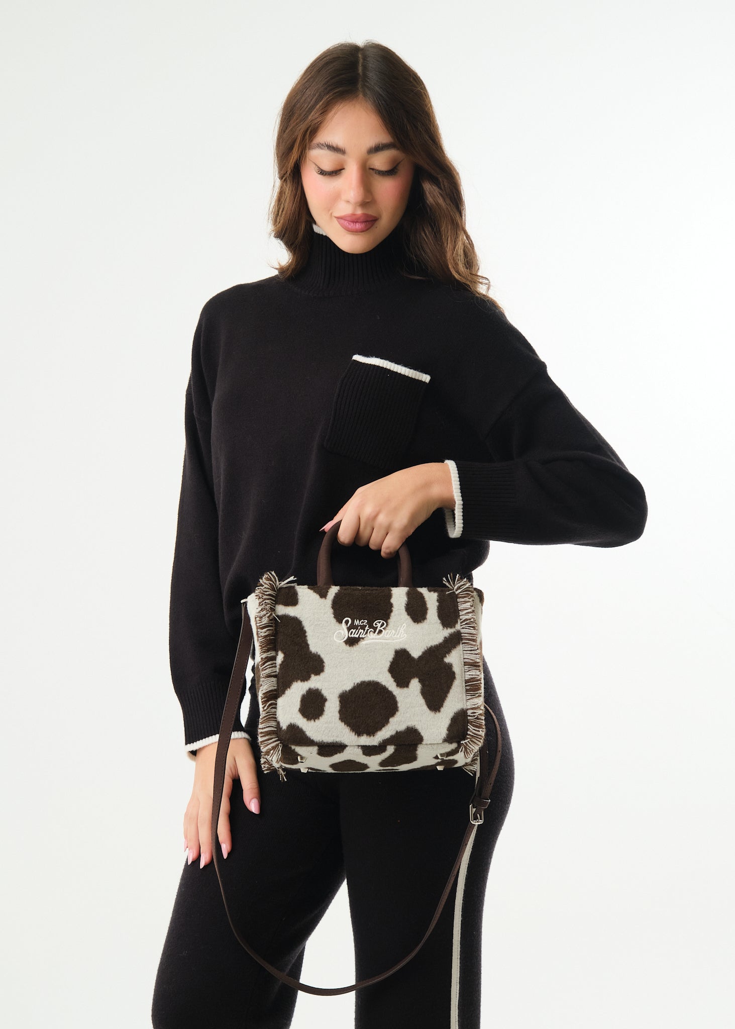 Borsa Vanity Mini Felt Cow