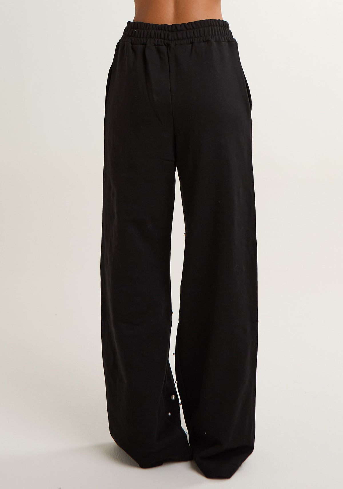 Pantalone palazzo in felpa con perle