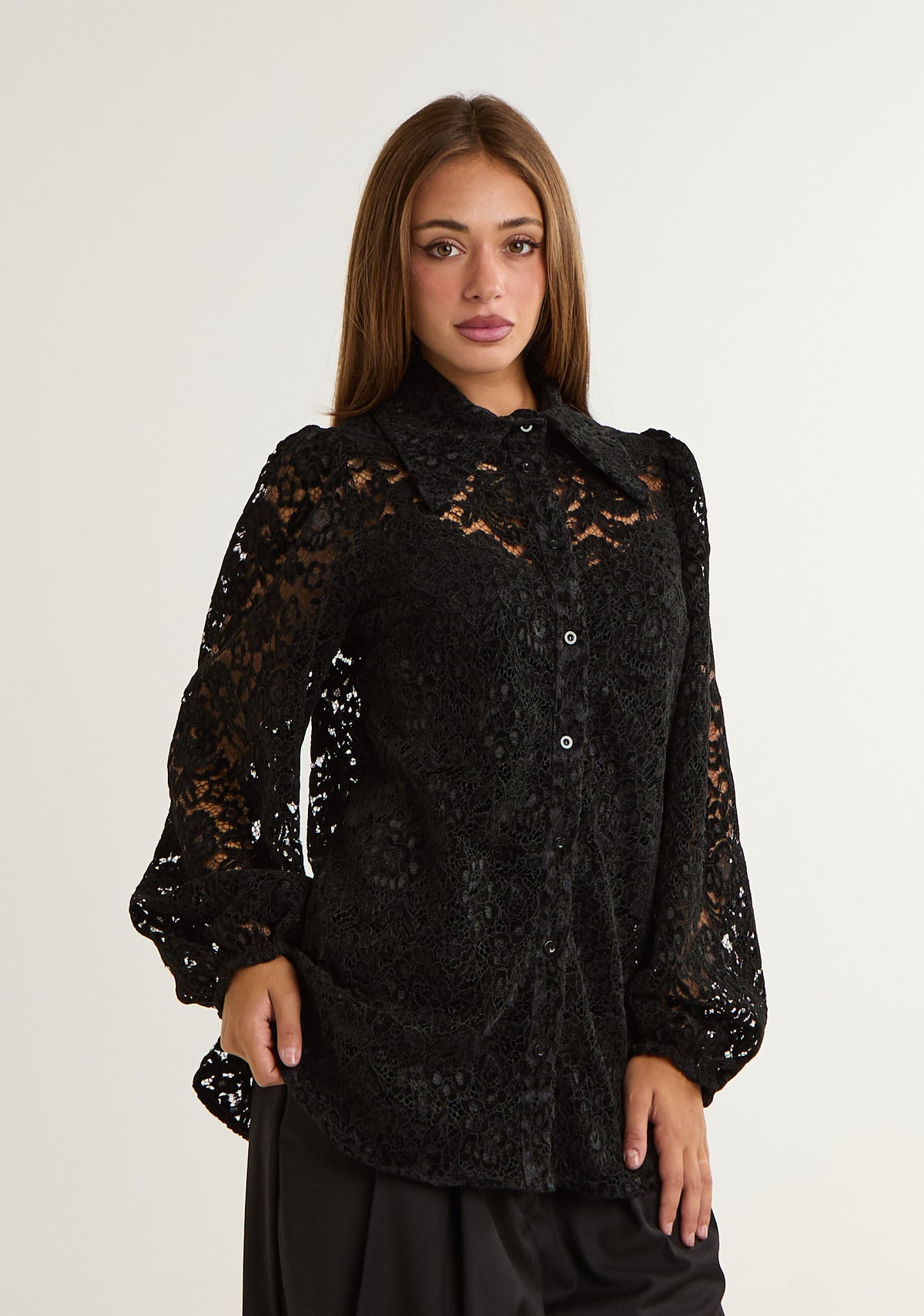 Camicia in pizzo di velluto