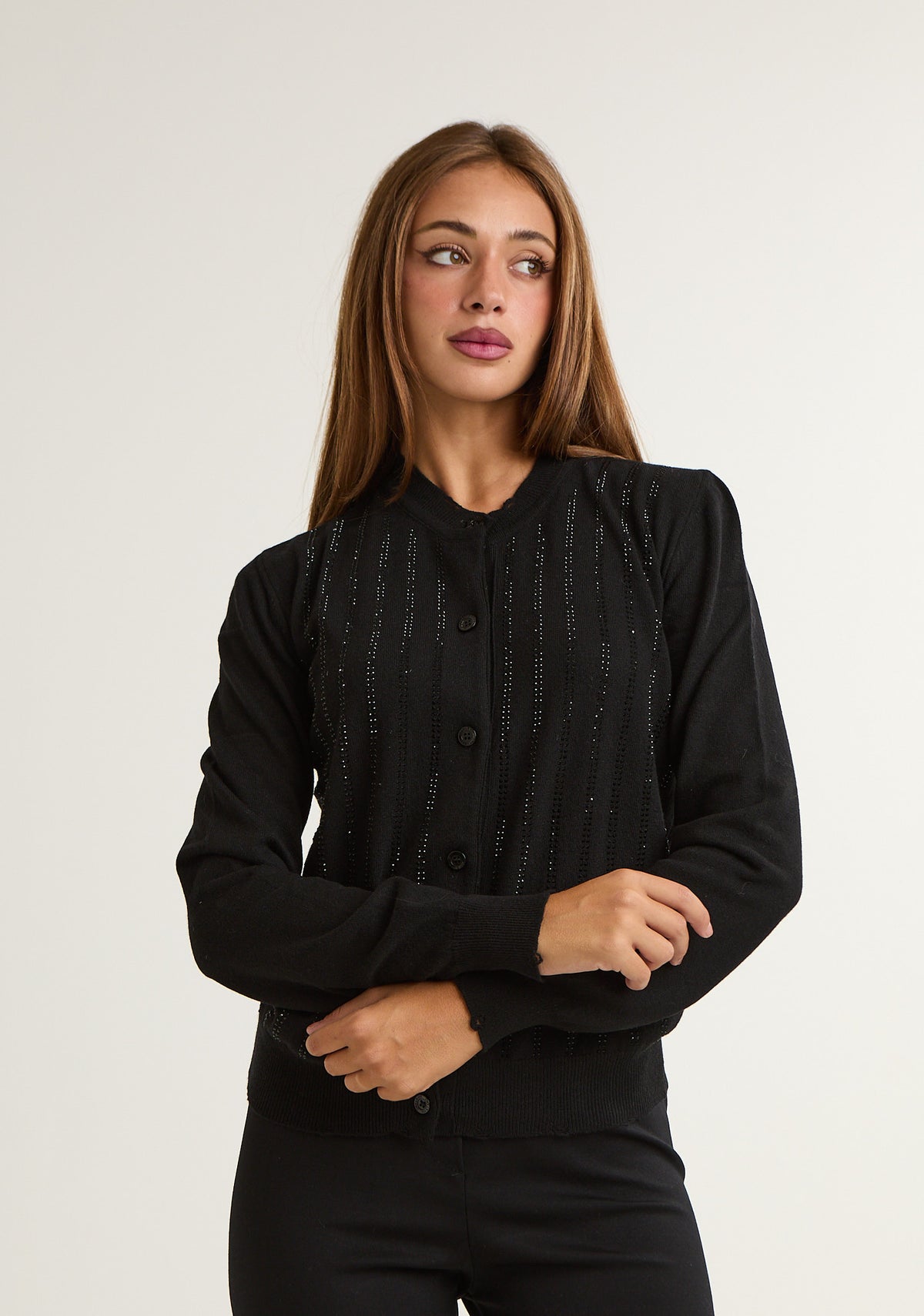 Cardigan con applicazioni a righe
