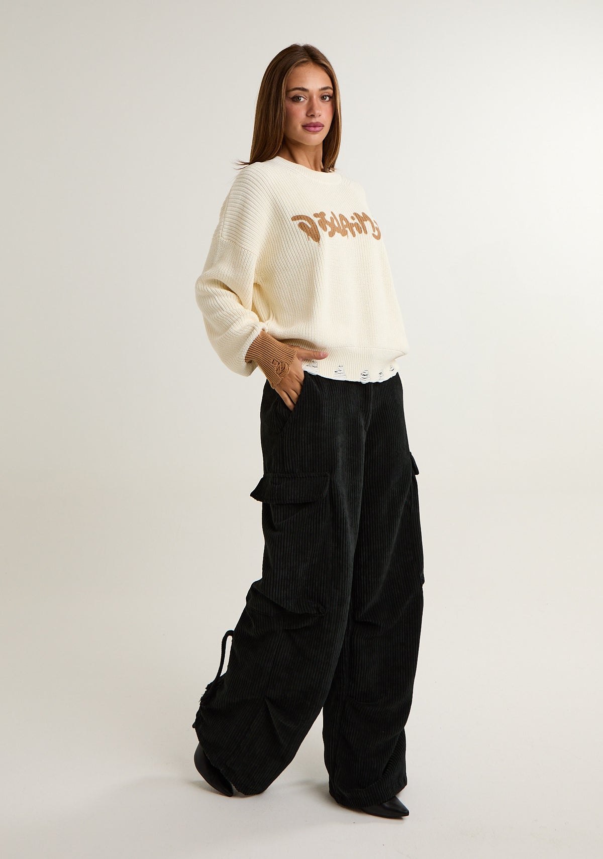 Pantalone arricciato in velluto