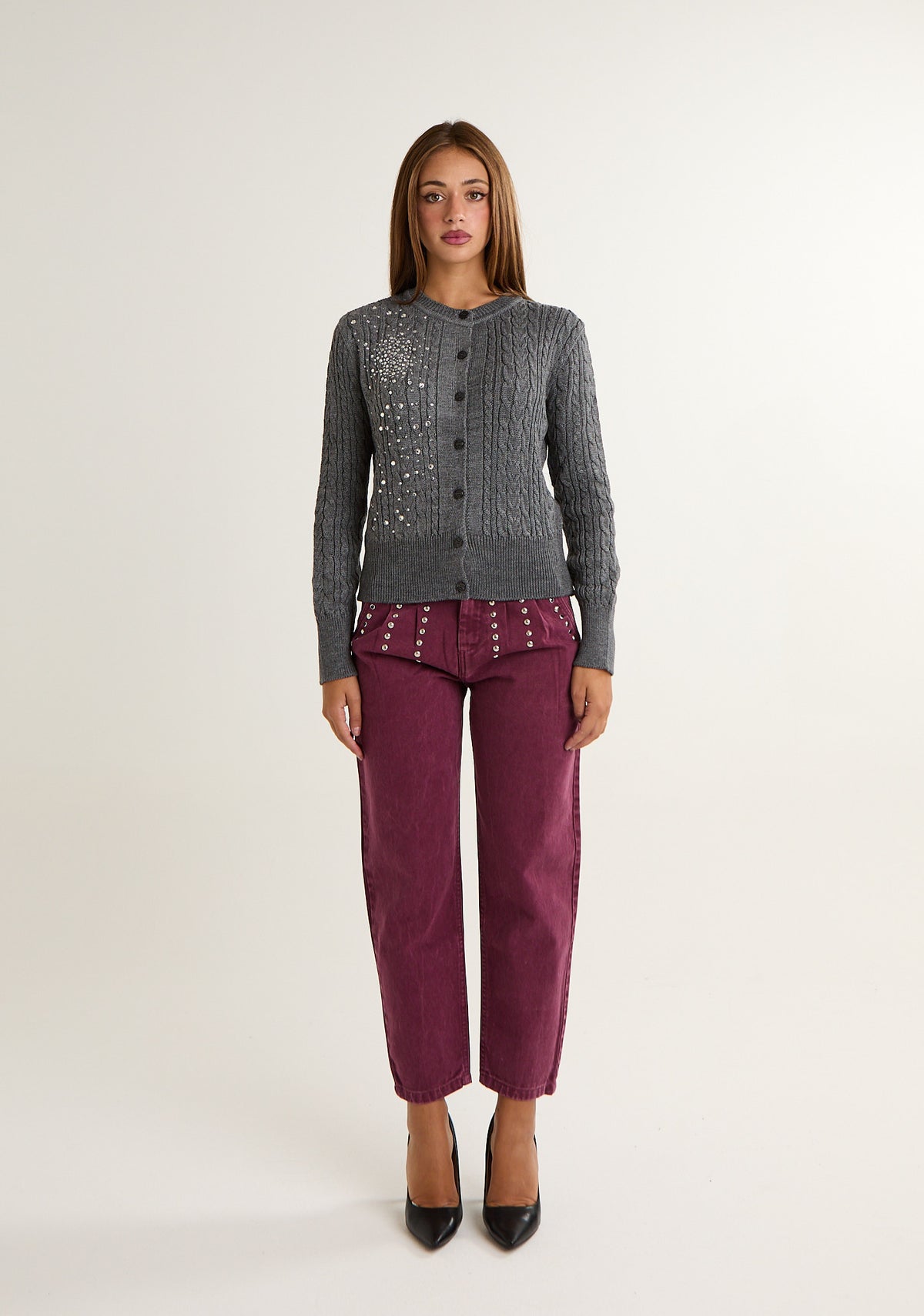 Cardigan con applicazioni a pioggia