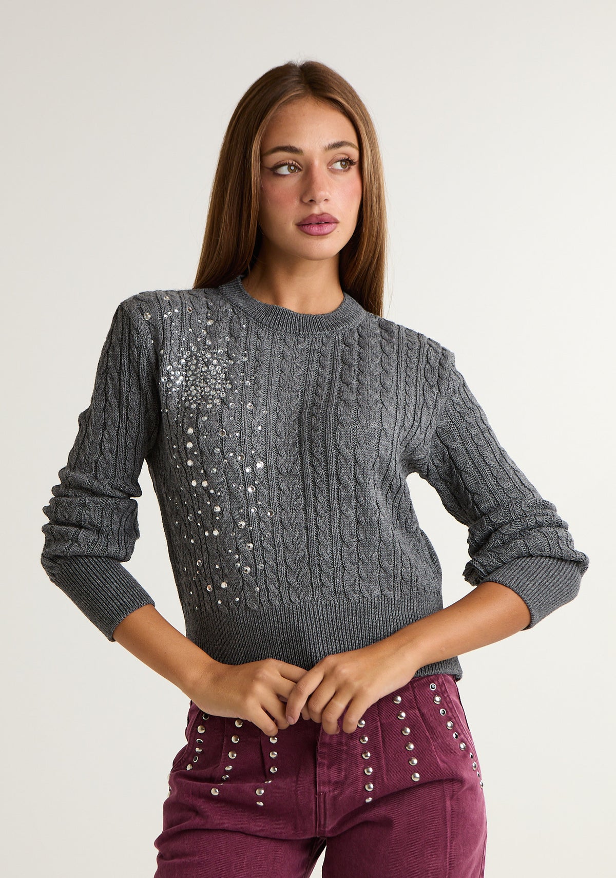 Maglia in misto lana con decorazioni