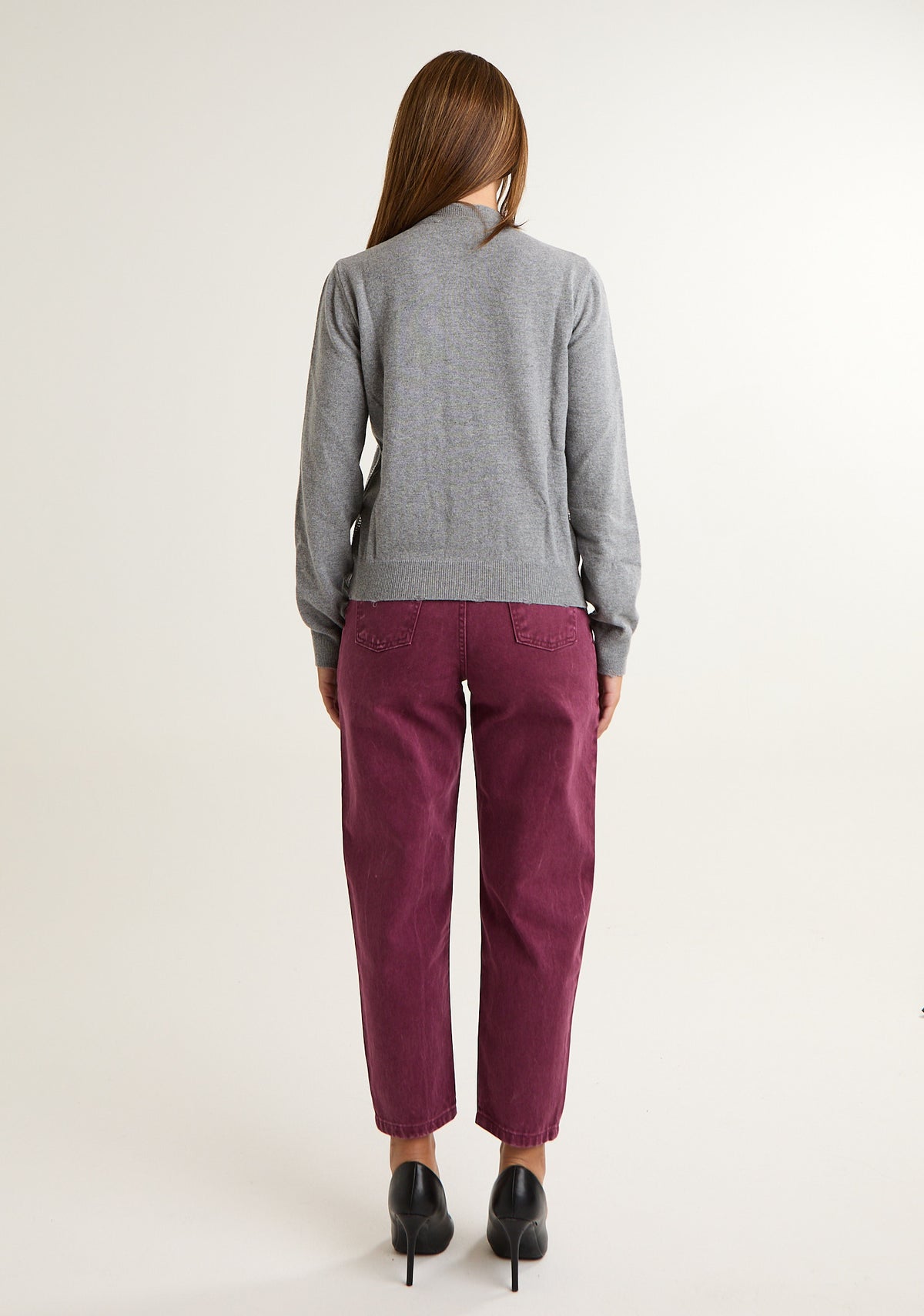 Cardigan con applicazioni a righe