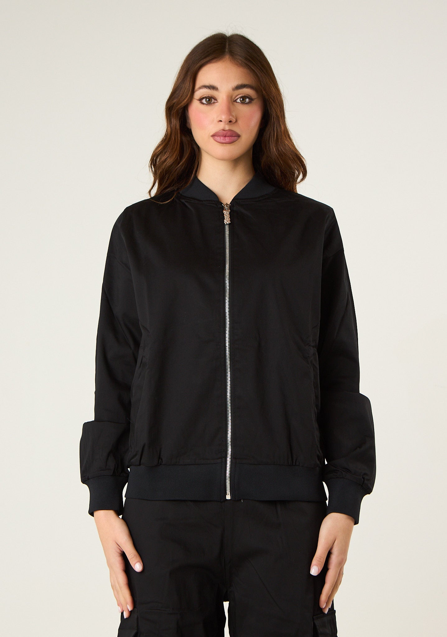 Giubbino bomber in cotone lucido