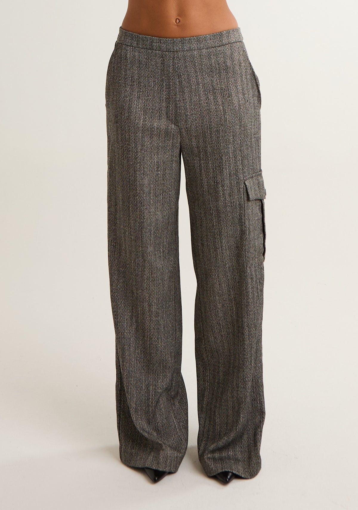 Pantalone cargo in tessuto spigato