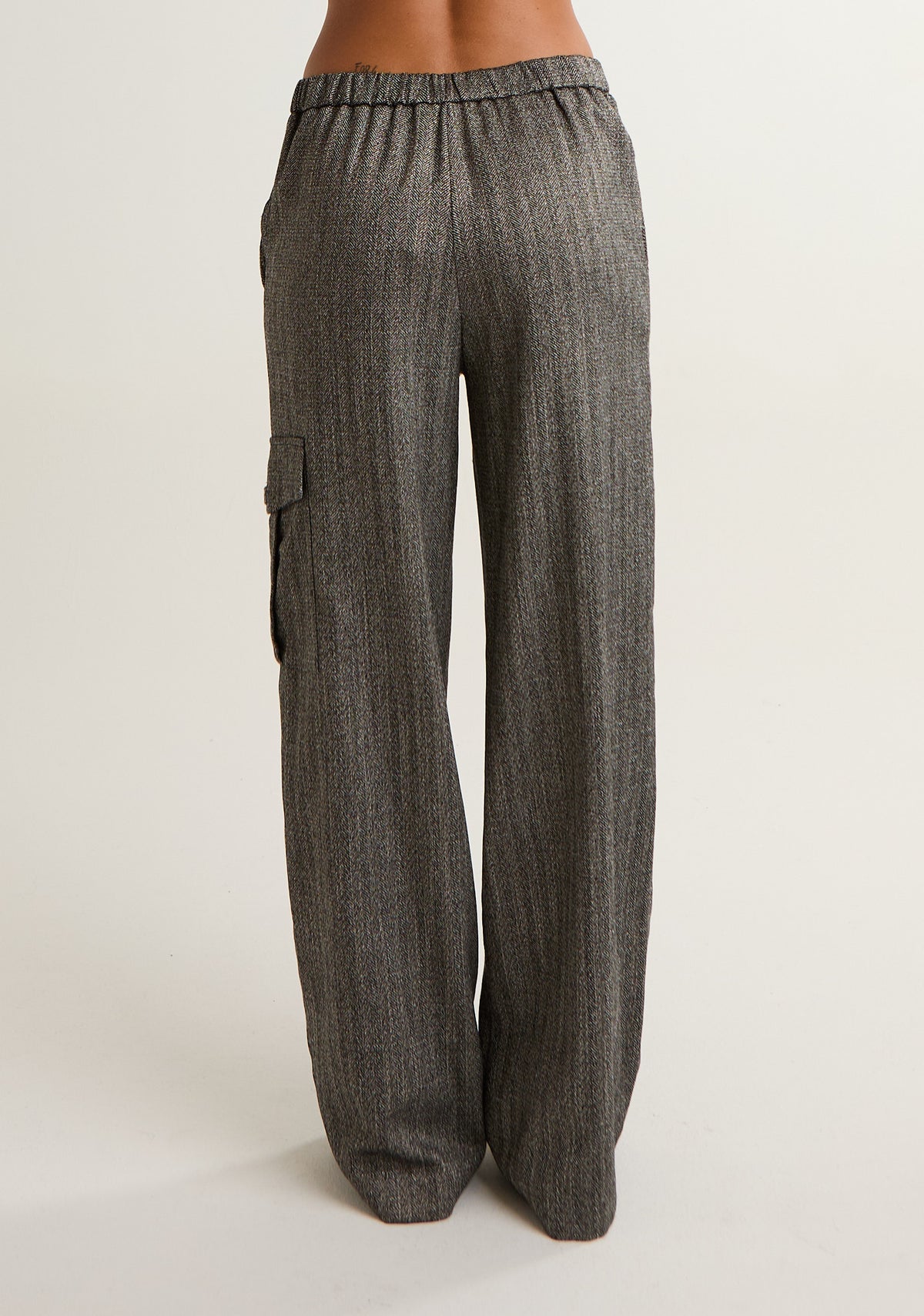 Pantalone cargo in tessuto spigato
