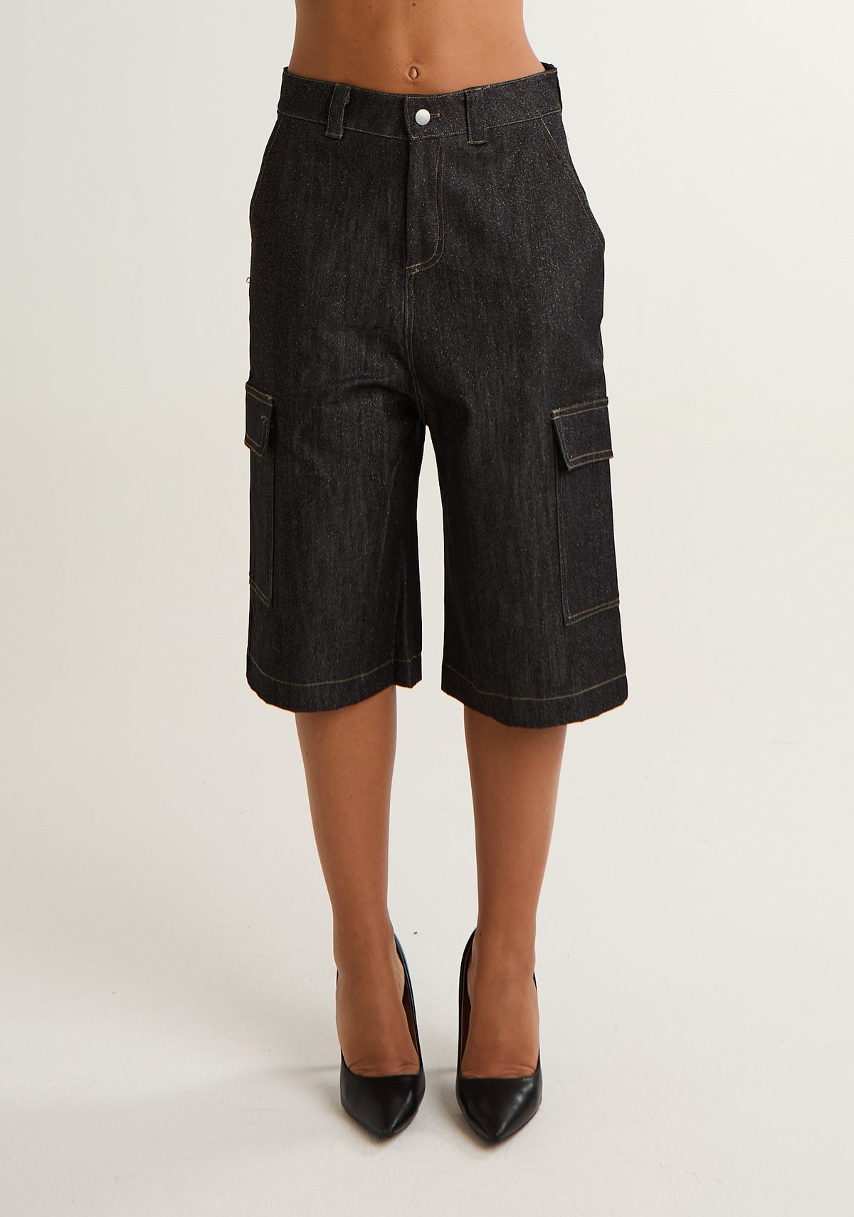Bermuda in denim lurex
