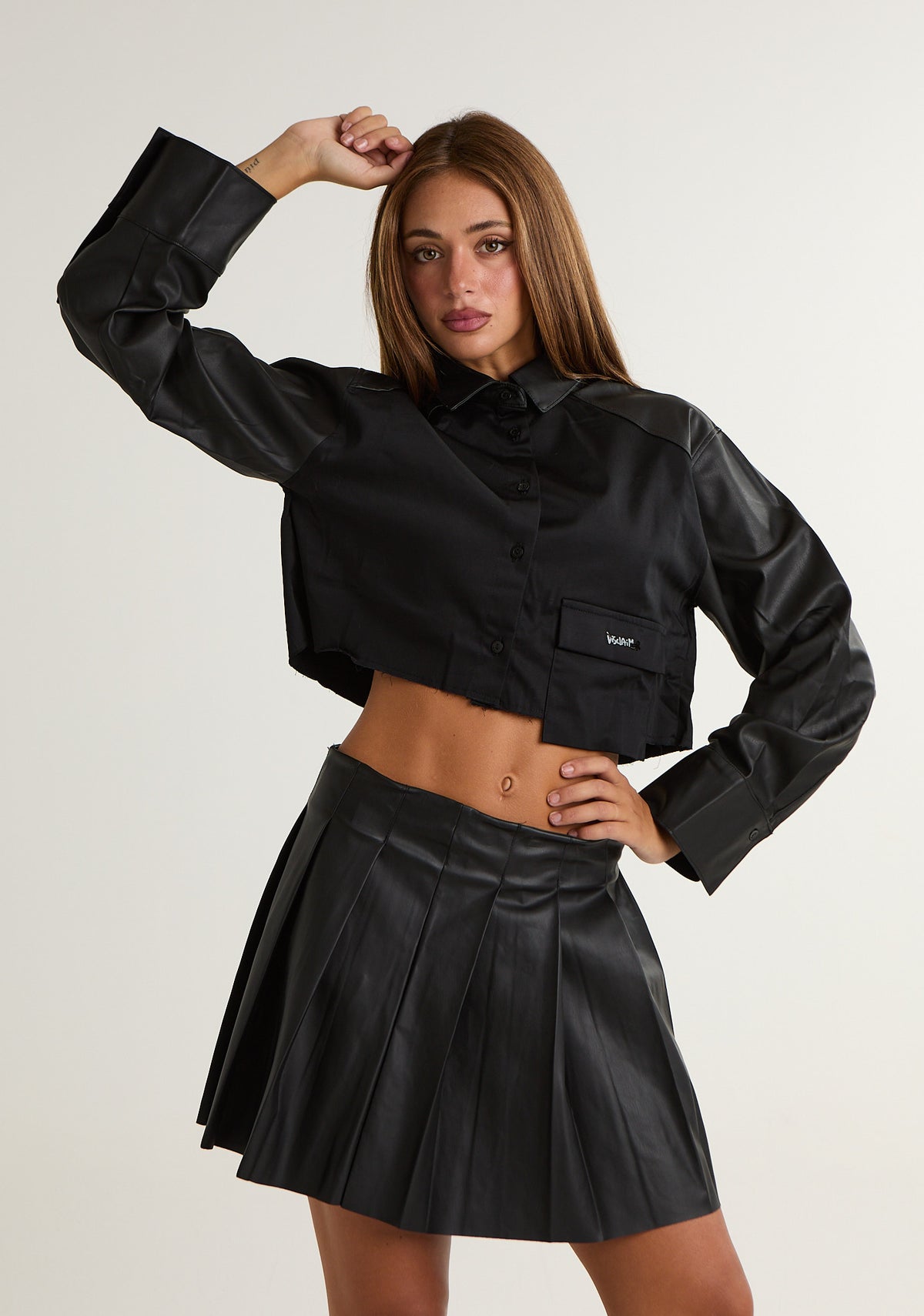 Camicia crop in gabardine