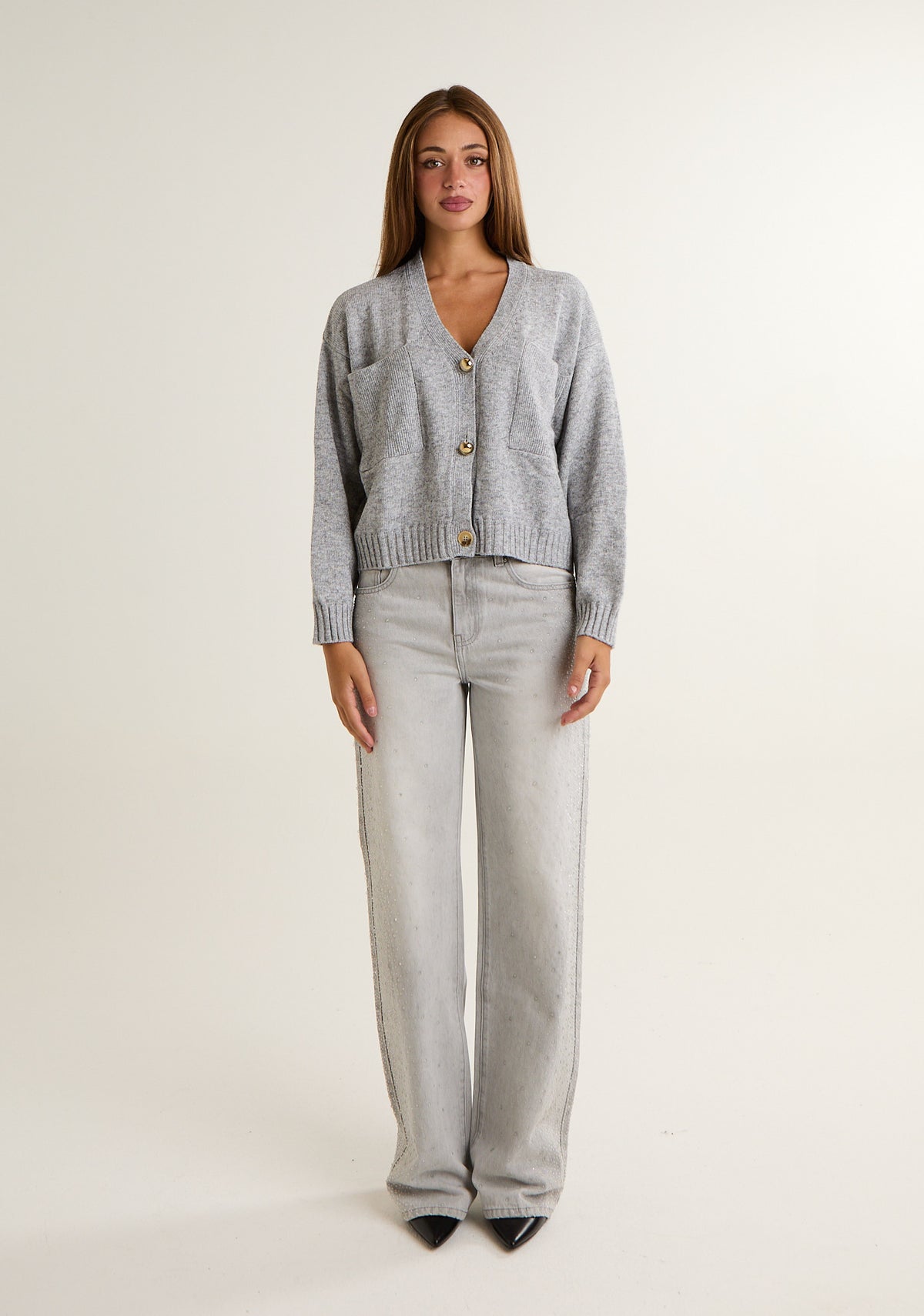 Cardigan in maglia con tasche laterali