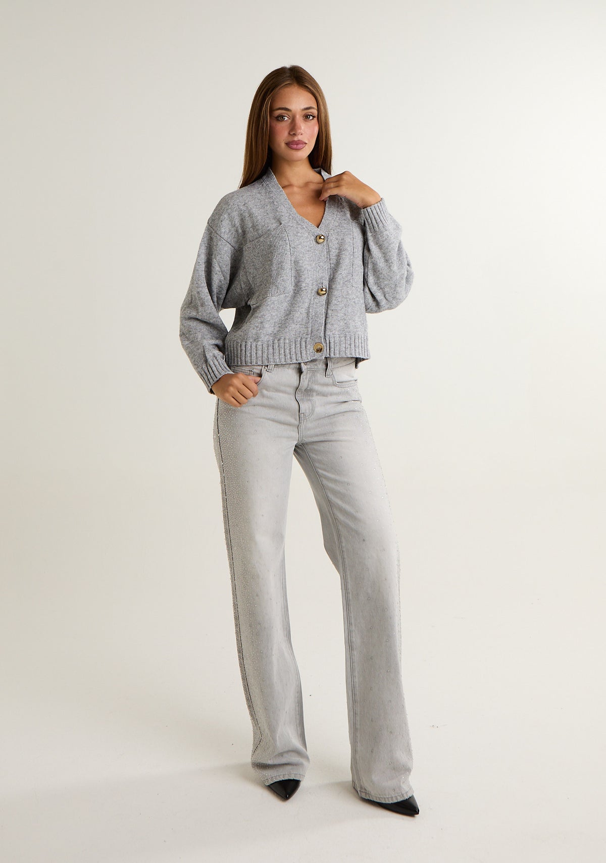 Cardigan in maglia con tasche laterali