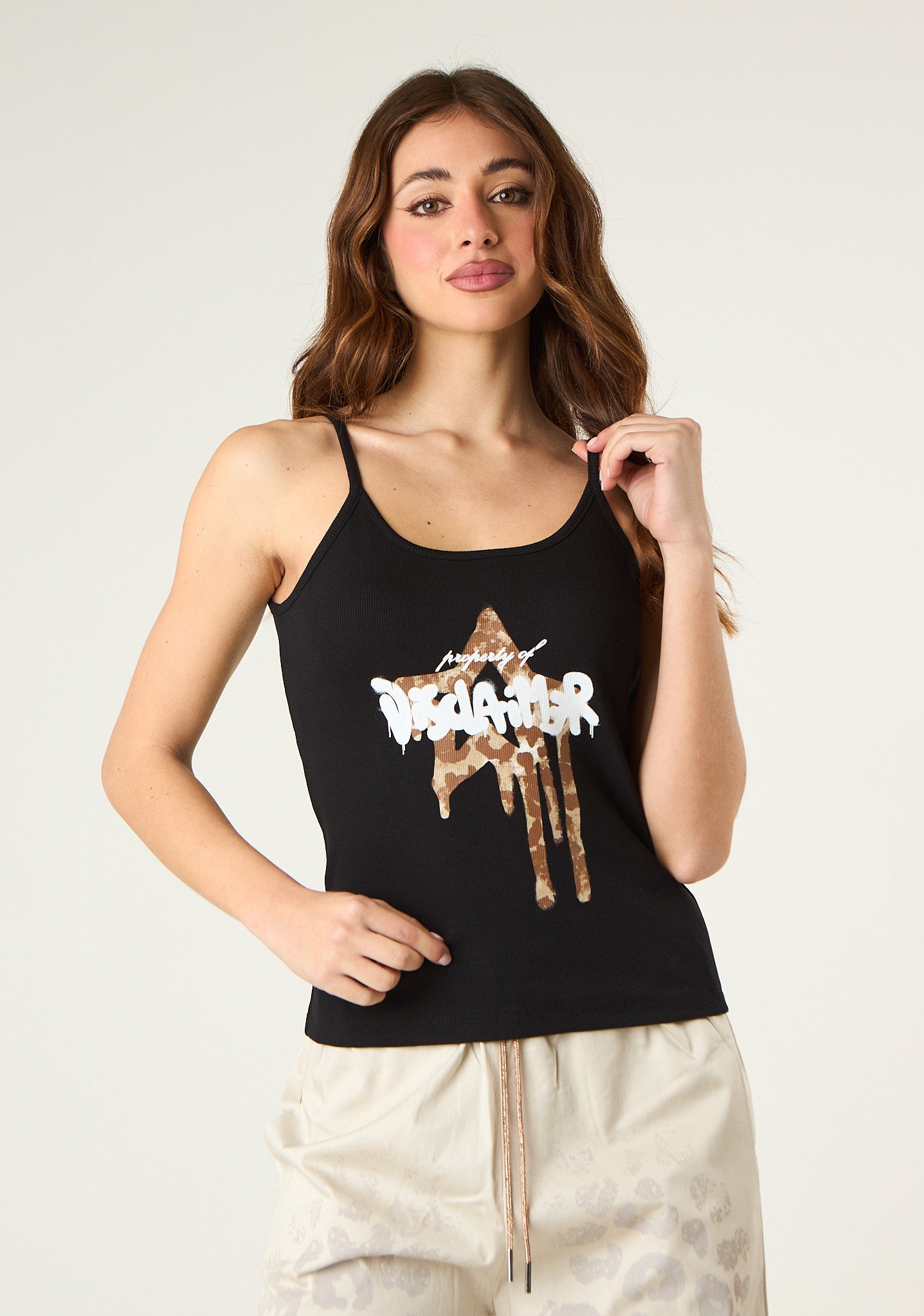 Canotta a costine con stampa