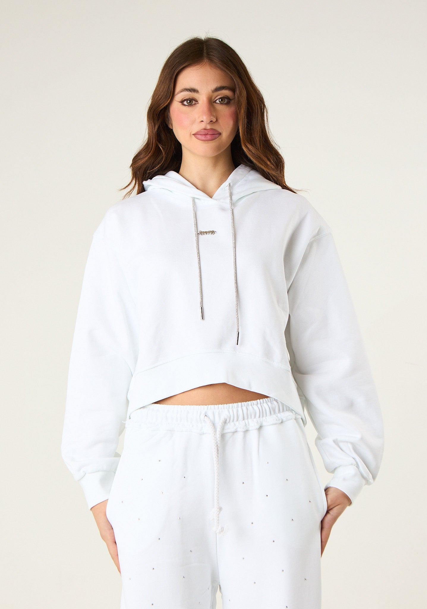 Felpa crop con cappuccio