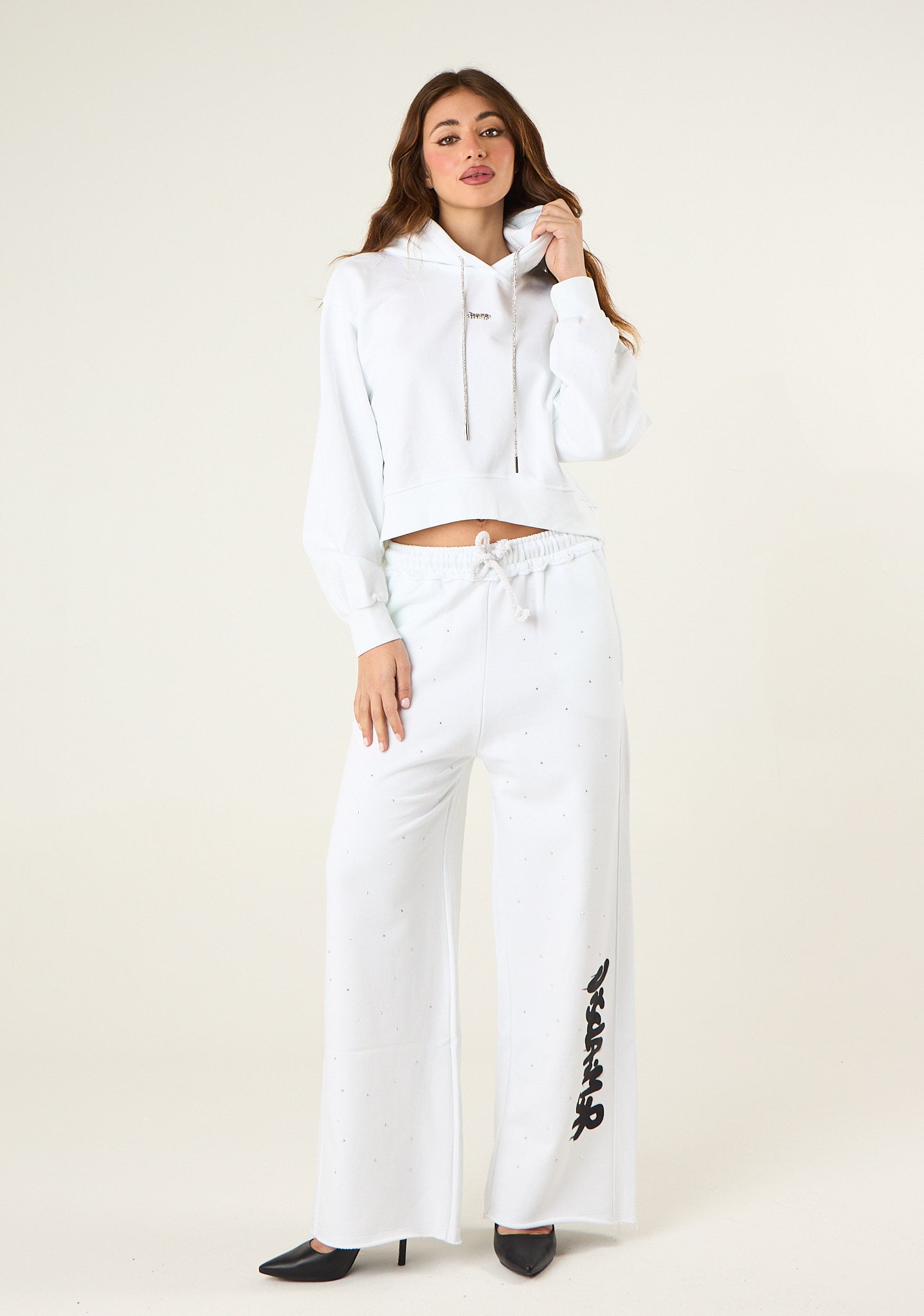 Felpa crop con cappuccio