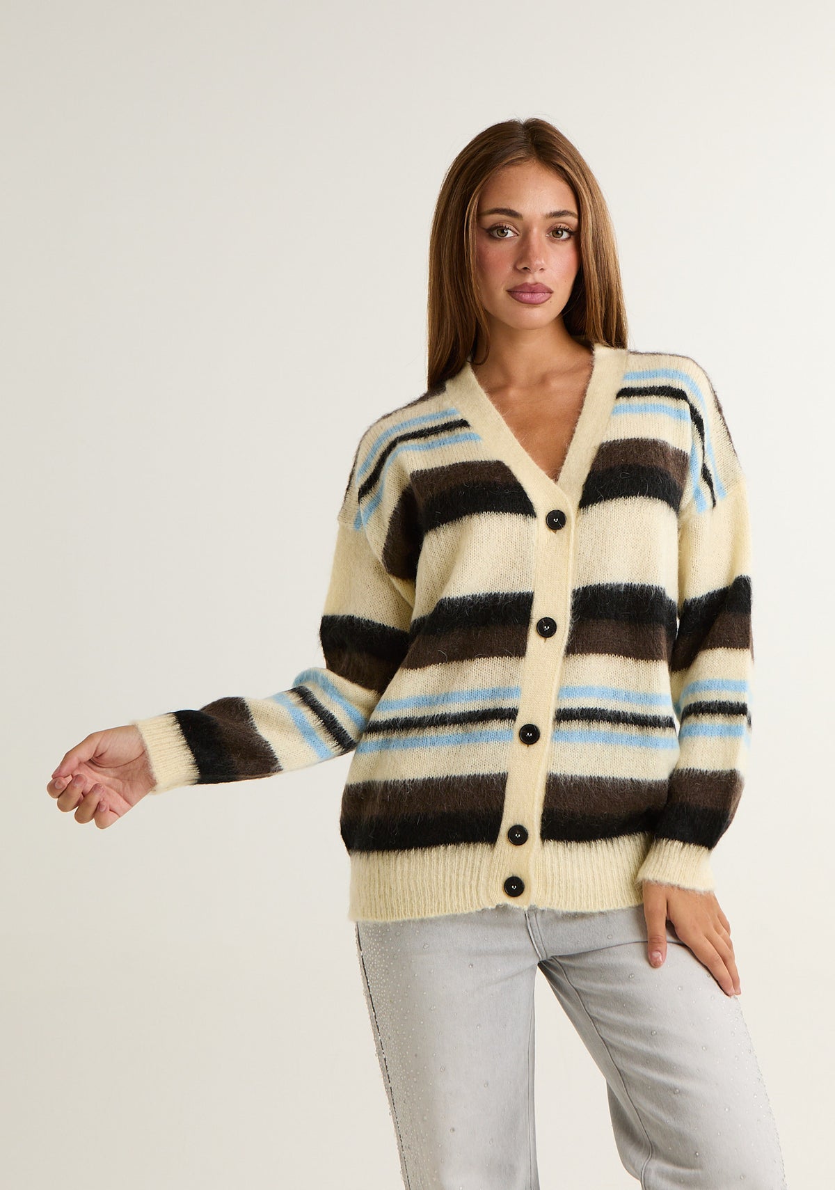 Cardigan comodo a righe