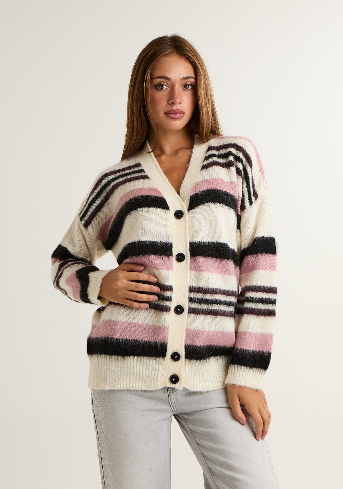 Cardigan comodo a righe