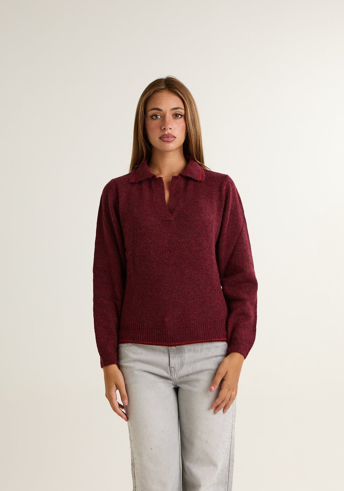 Maglia lurex con colletto