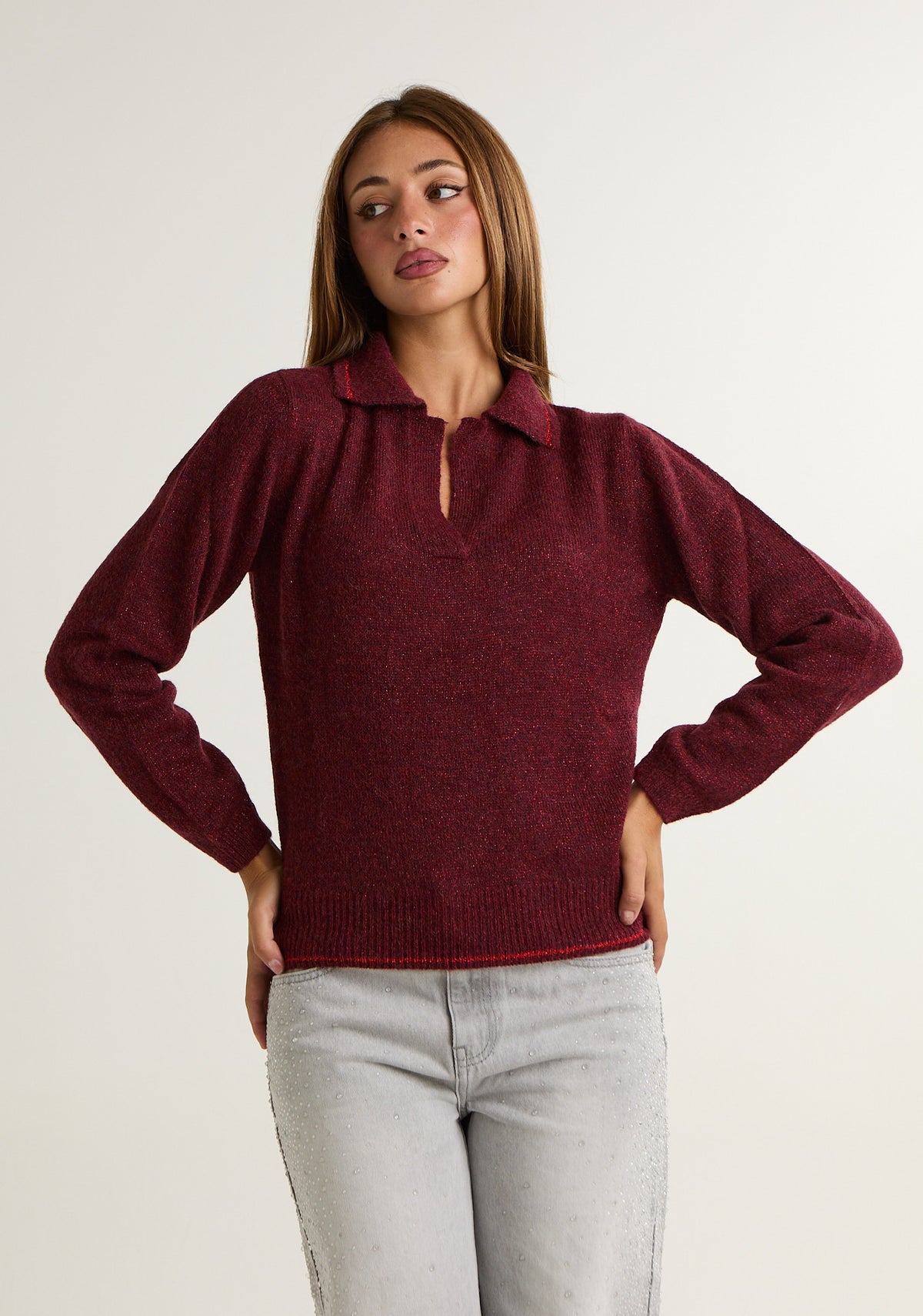 Maglia lurex con colletto