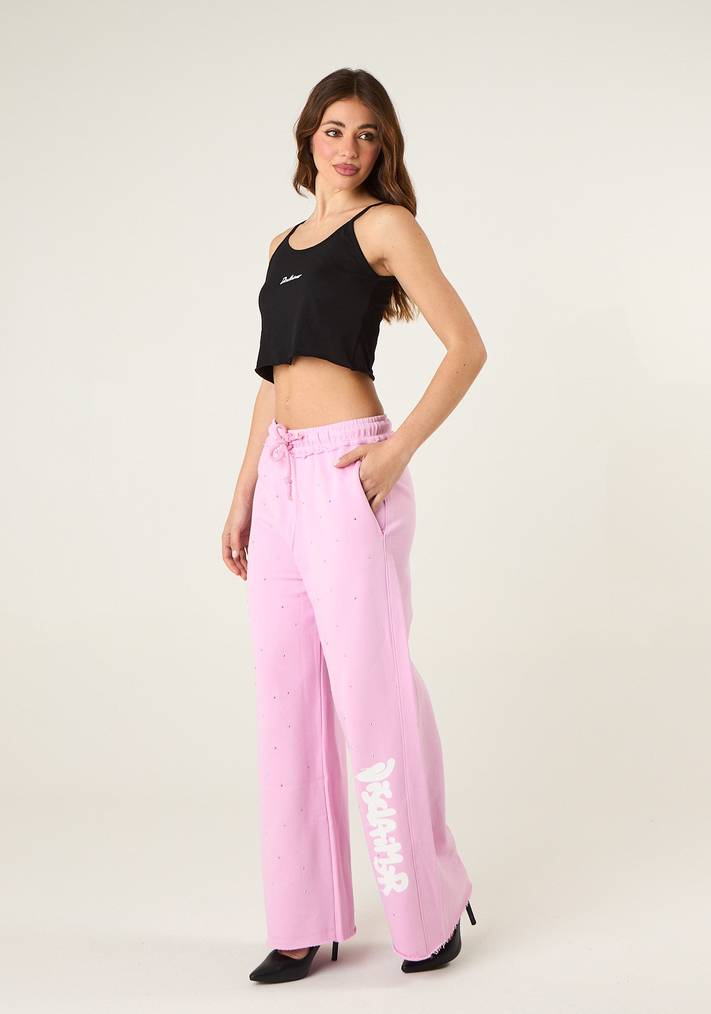 Pantalone tuta in felpa con applicazio