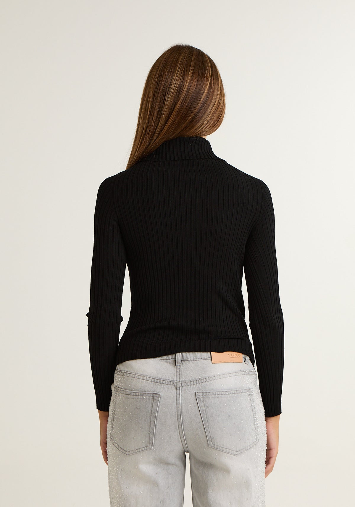 Maglia a coste con colletto